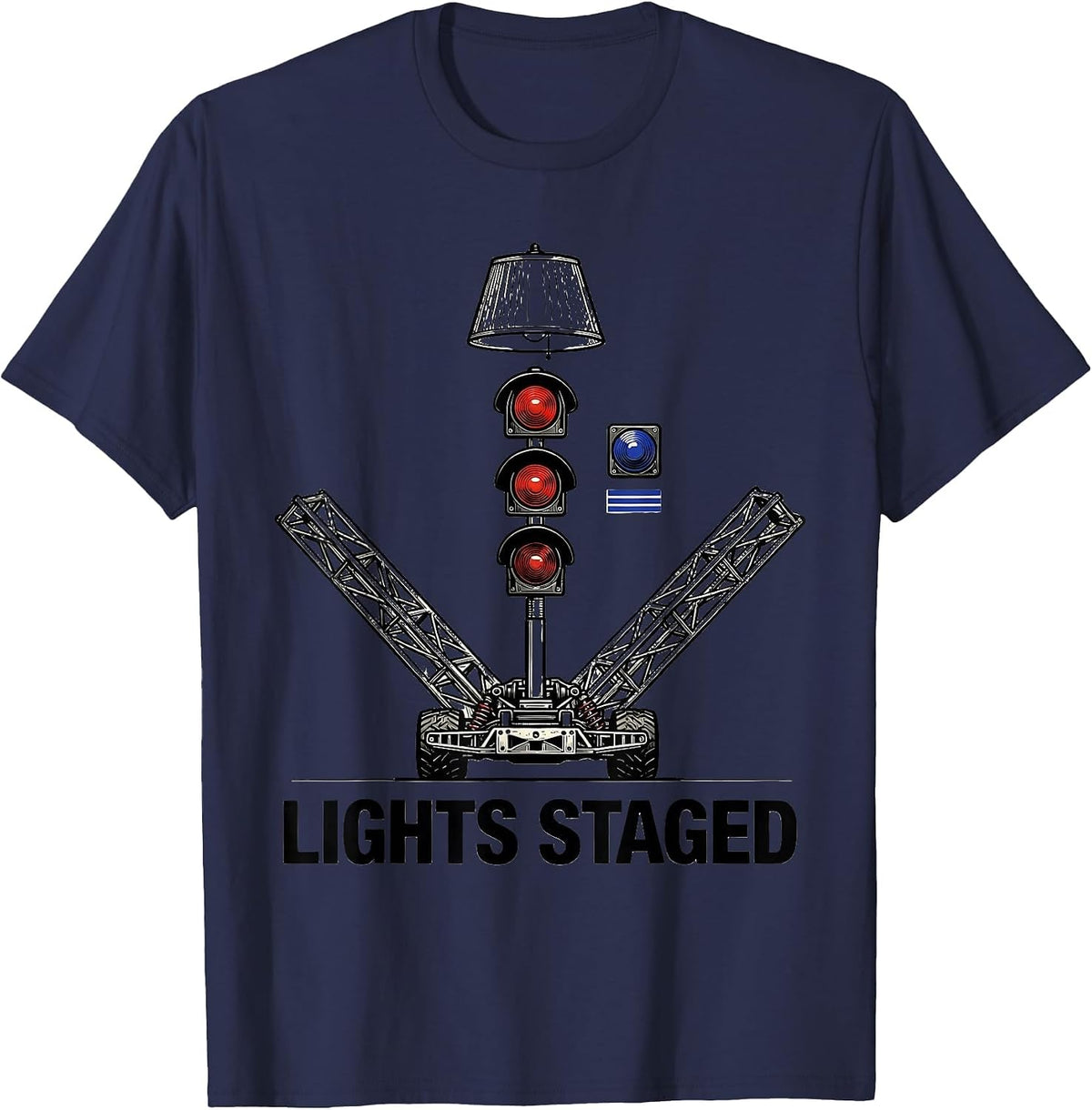Men's Lights Staged Exploded Drag Racing American Flag RC Hobbyist T-Shirt - Navy Blue