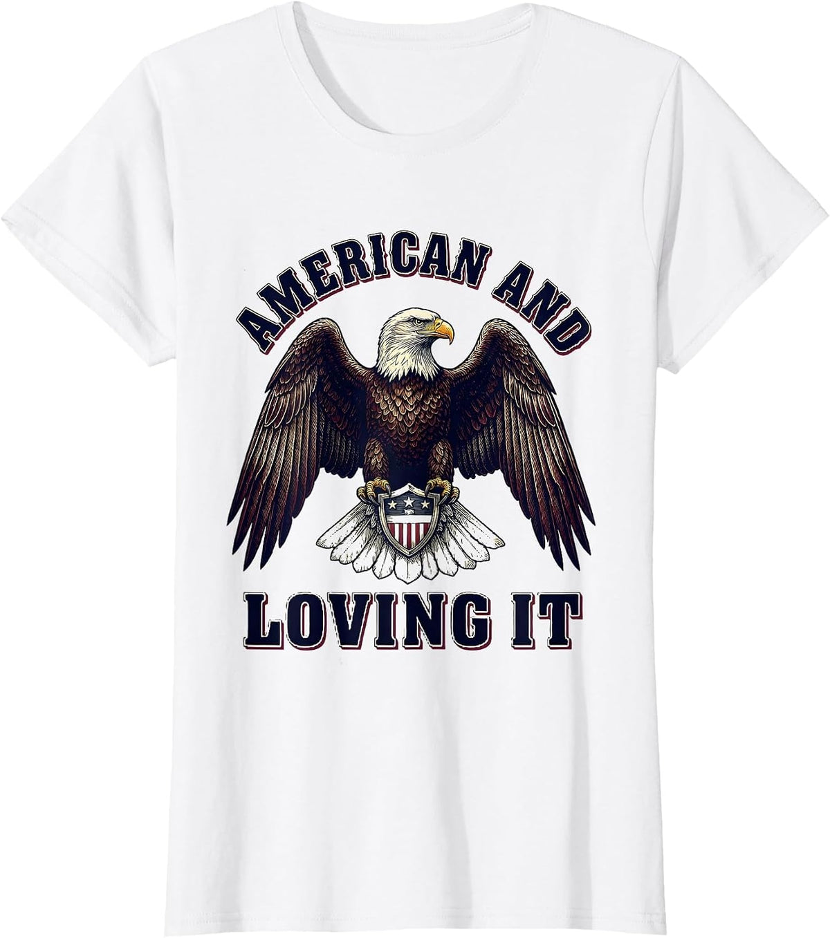 American and Loving It Patriotic Pride Design T-Shirt - White