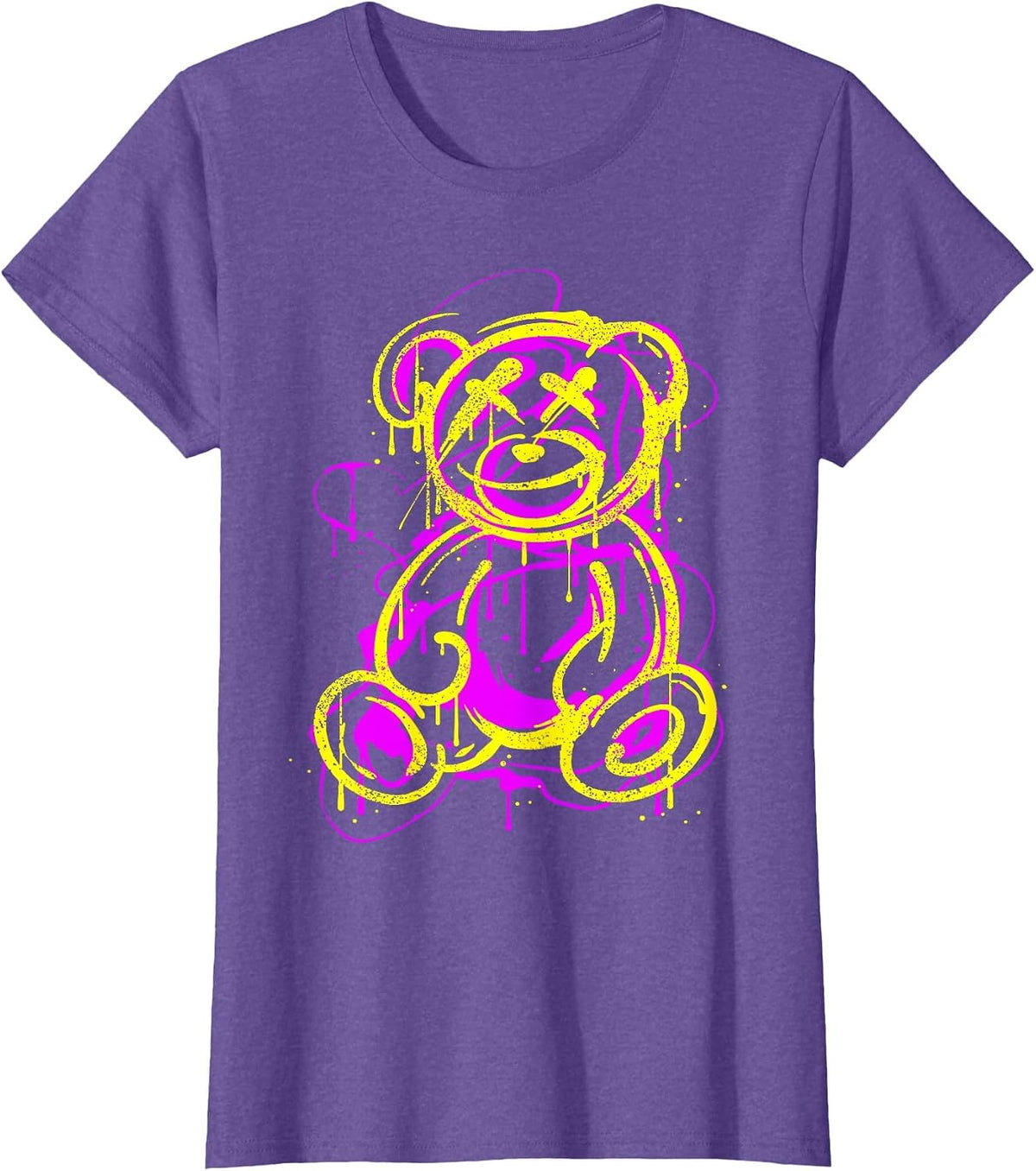 Graffiti Streetart Bear, Bear Cartoon Hip-hop pop Art T-Shirt - Purple Heather