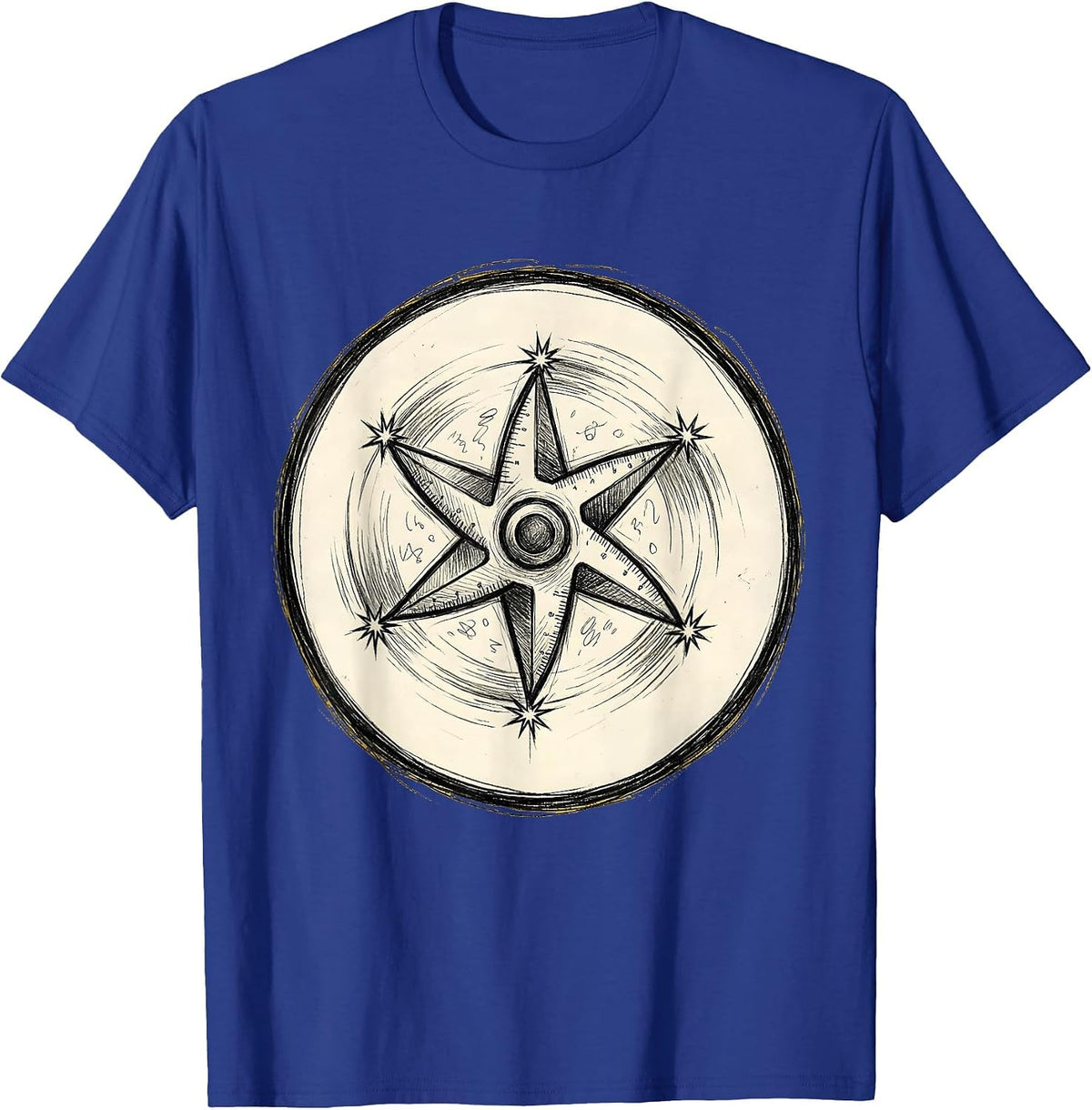 Men's Funny Teacher Ninja Protractor Spinning Star T-Shirt - Royal Blue