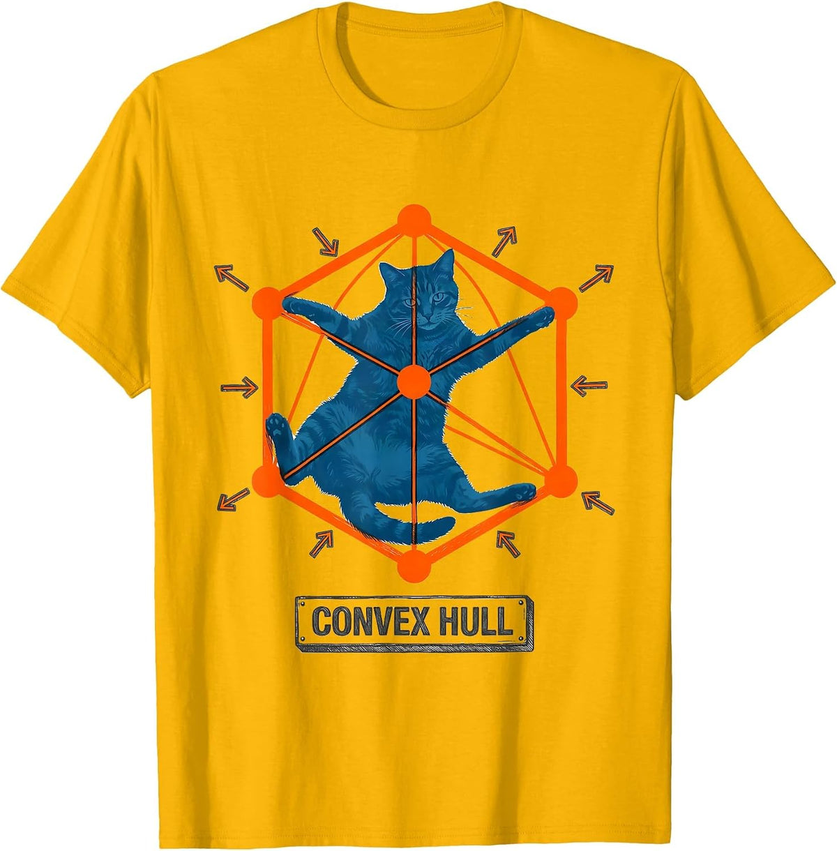 Men's Convex Hull Funny Cat Math Science Teacher Gift T-Shirt - Golden Yellow