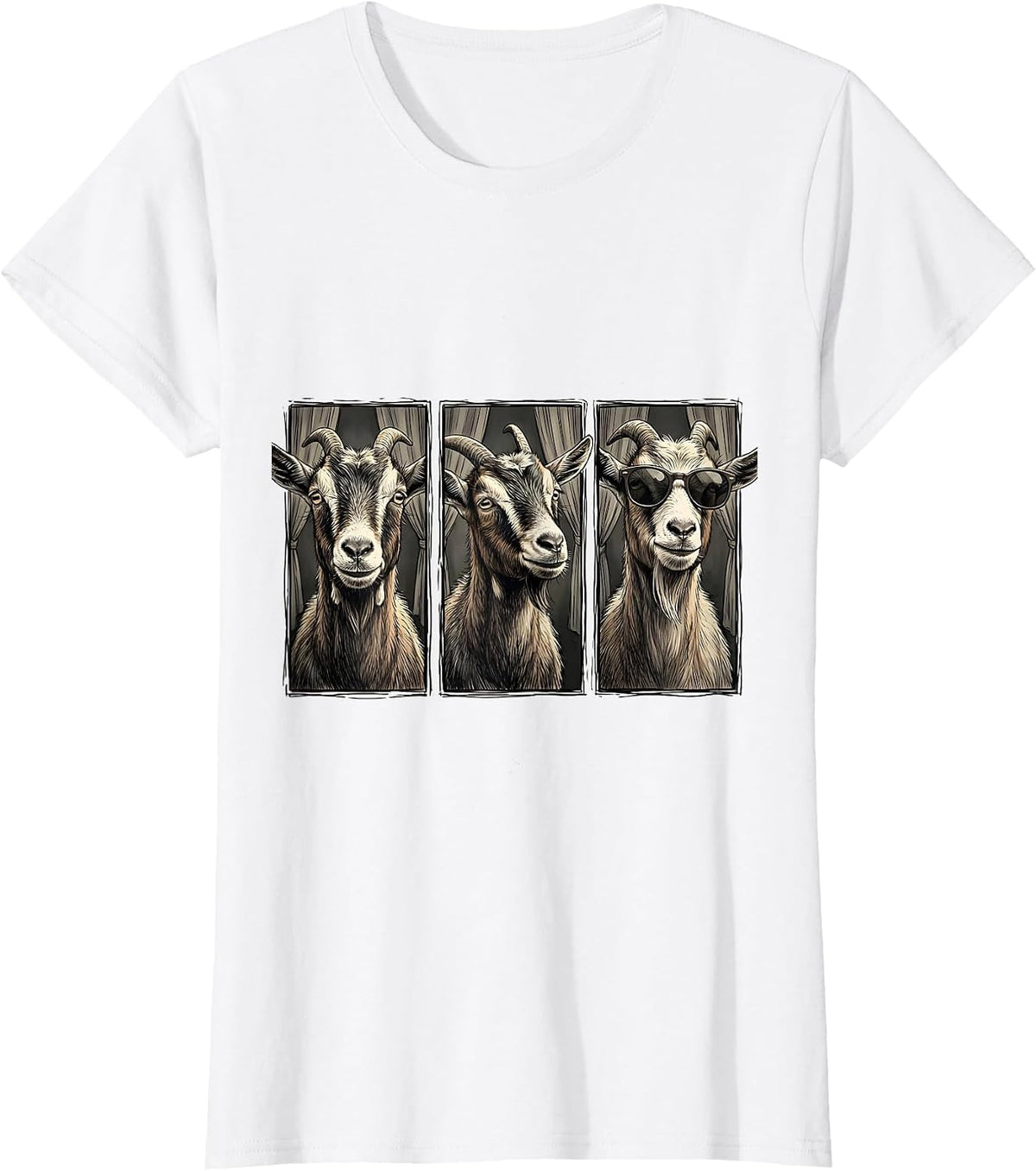 Goat Photobooth Funny Animal Portrait T-Shirt - White