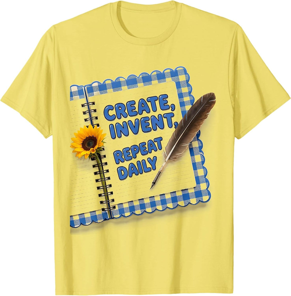 Men's Create Invent Repeat Daily Renaissance Man Design T-Shirt - Lemon Yellow