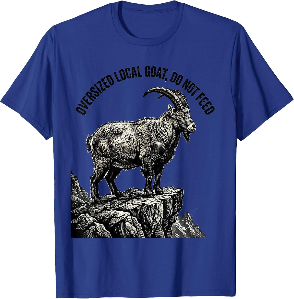 Oversized Local Goat Do Not Feed Vintage National Park T-Shirt - Royal Blue