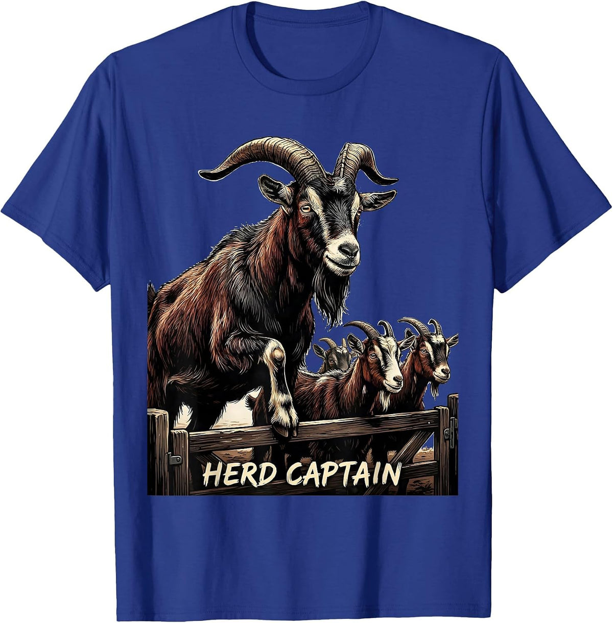Herd Captain Funny Goat Farmer Goat Lover Gift T-Shirt - Royal Blue