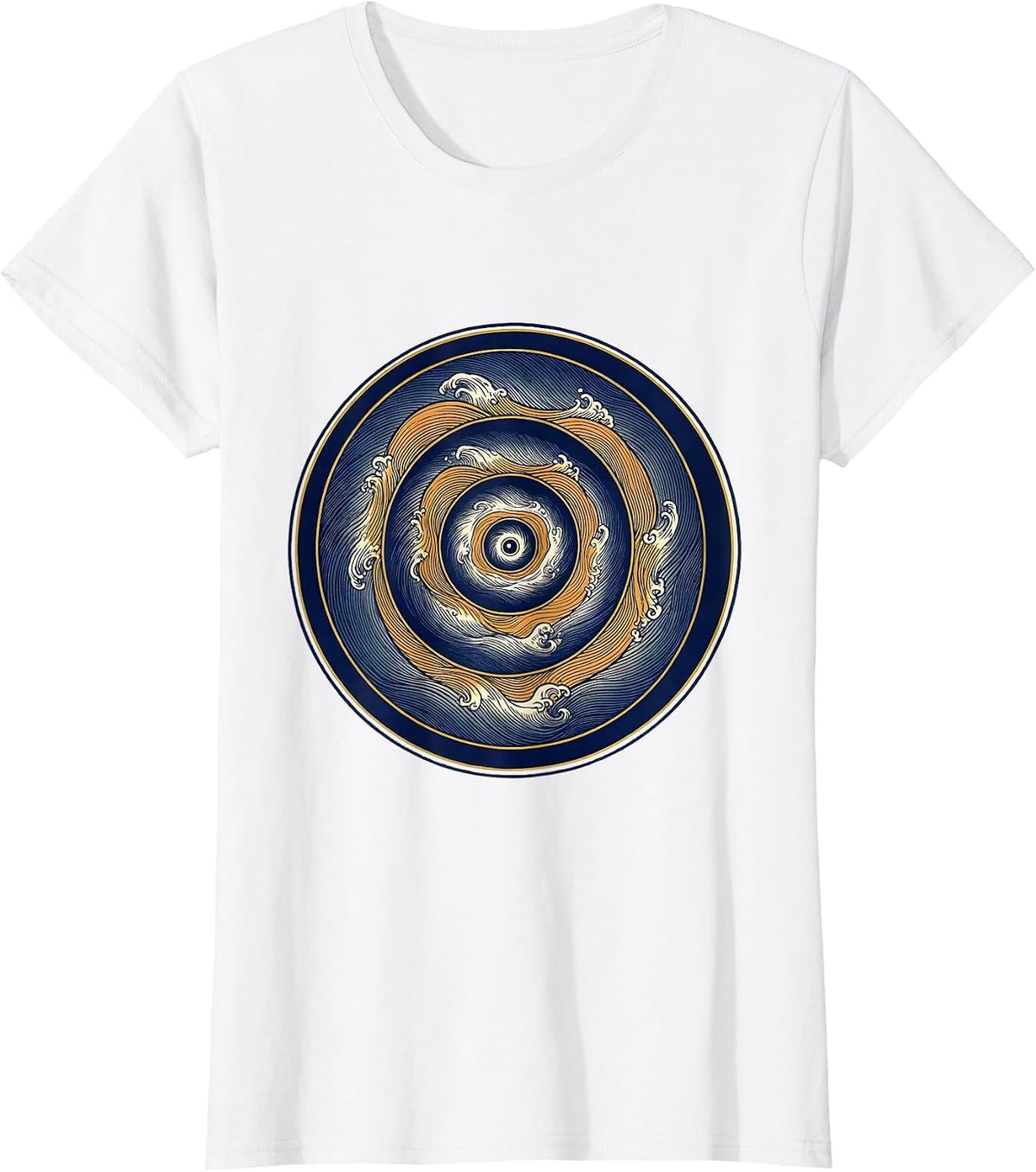 Women's Golden Section Ukiyo-e Wave Sacred Geometry Math Enthusiast T-Shirt - White