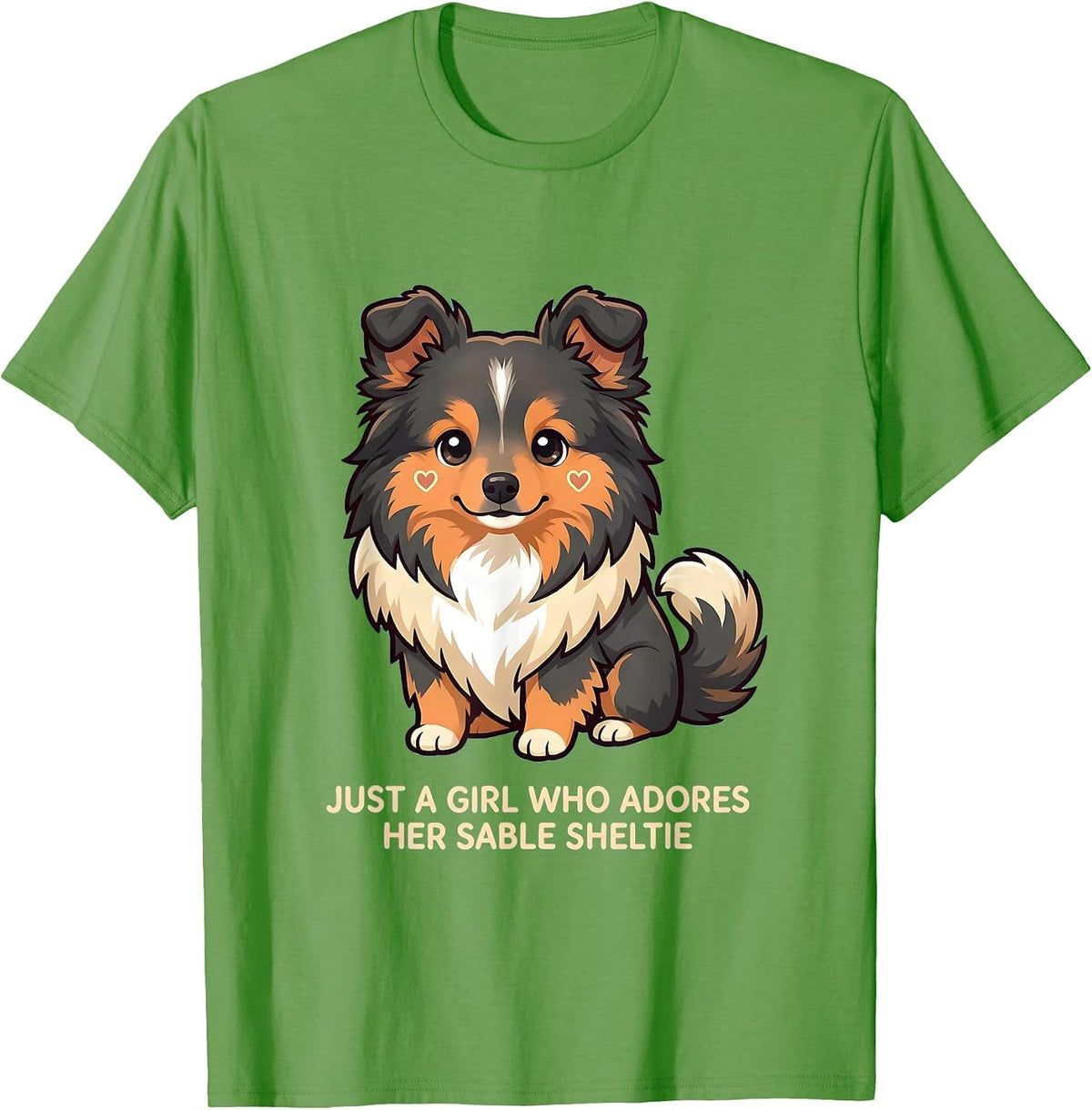 Men's Just A Girl Who Adores Her Sable Sheltie Cute Kawaii T-Shirt - Grass Green