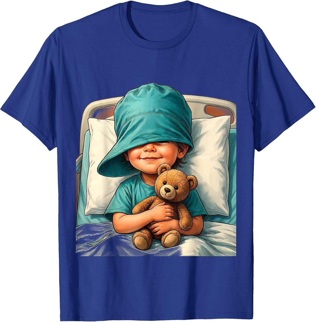 Cute Pediatric Nurse Little Patient Scrub Hat T-Shirt - Royal Blue