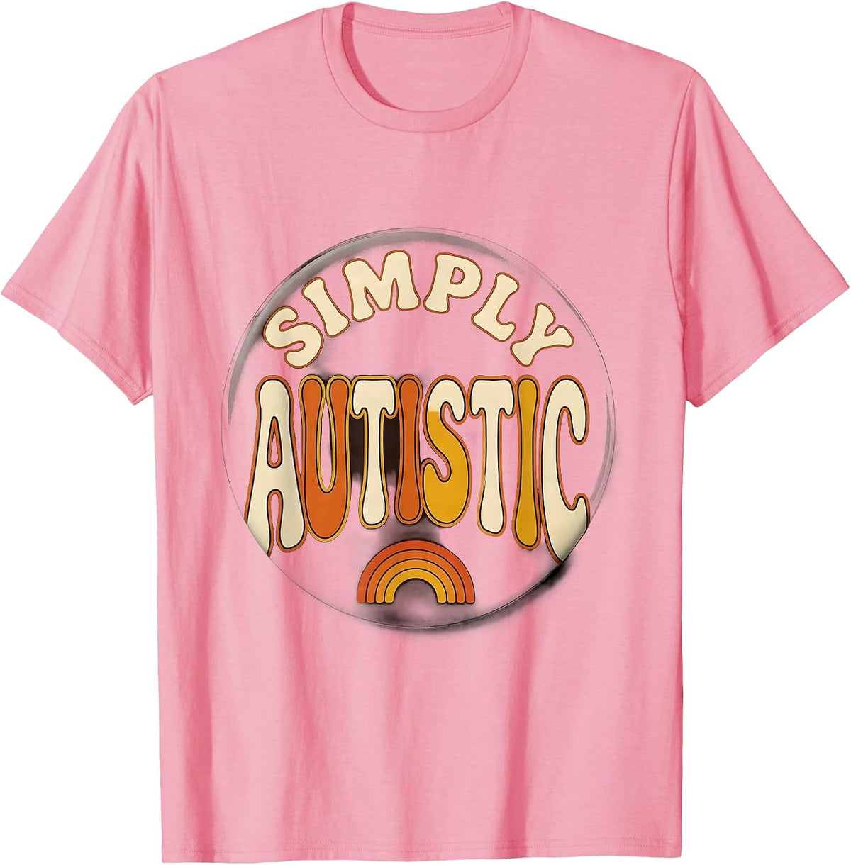 Men's Simply Autistic Retro 70s Neurodiversity Identity Acceptance T-Shirt - Pink