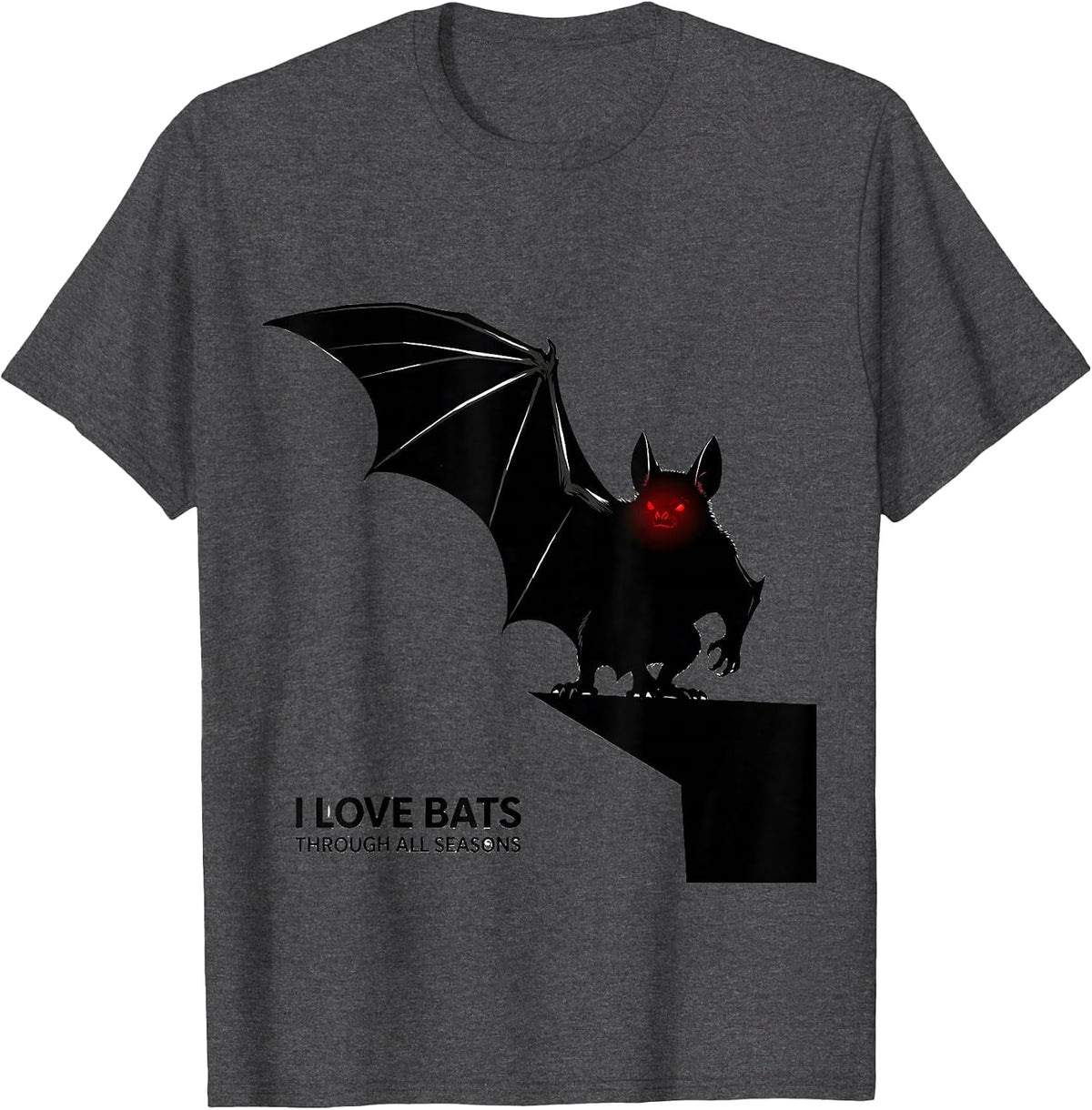 Men's I Love Bats Through All Seasons Vintage Bat Lover Halloween T-Shirt - Dark Heather Grey