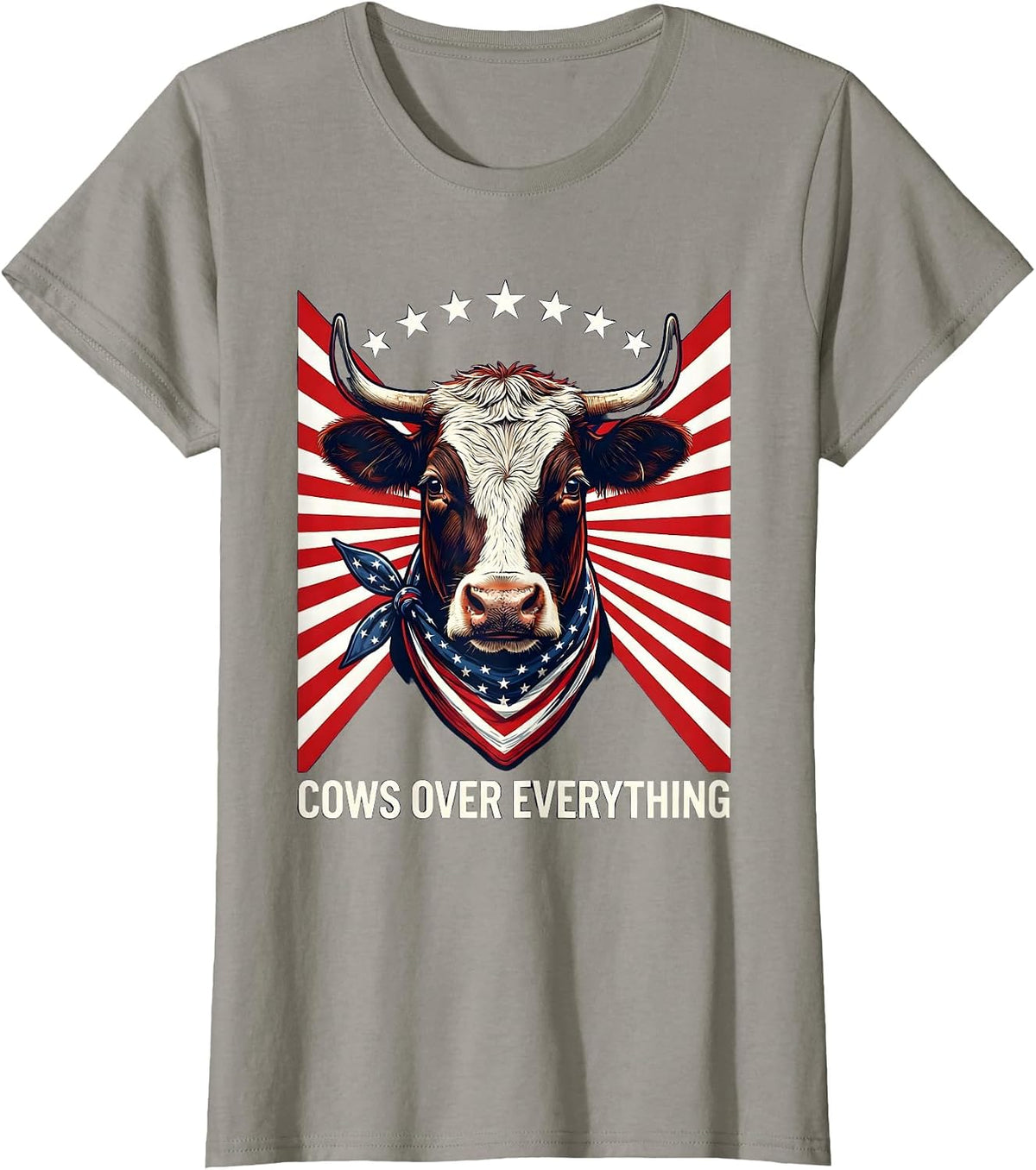 Women's Cows Over Everything Funny Cow Lover Design T-Shirt - Slate Grey