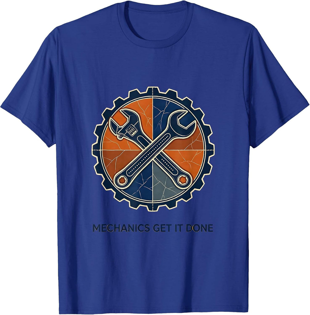 Men's Mechanics Get It Done Bold Mechanic Design T-Shirt - Royal Blue