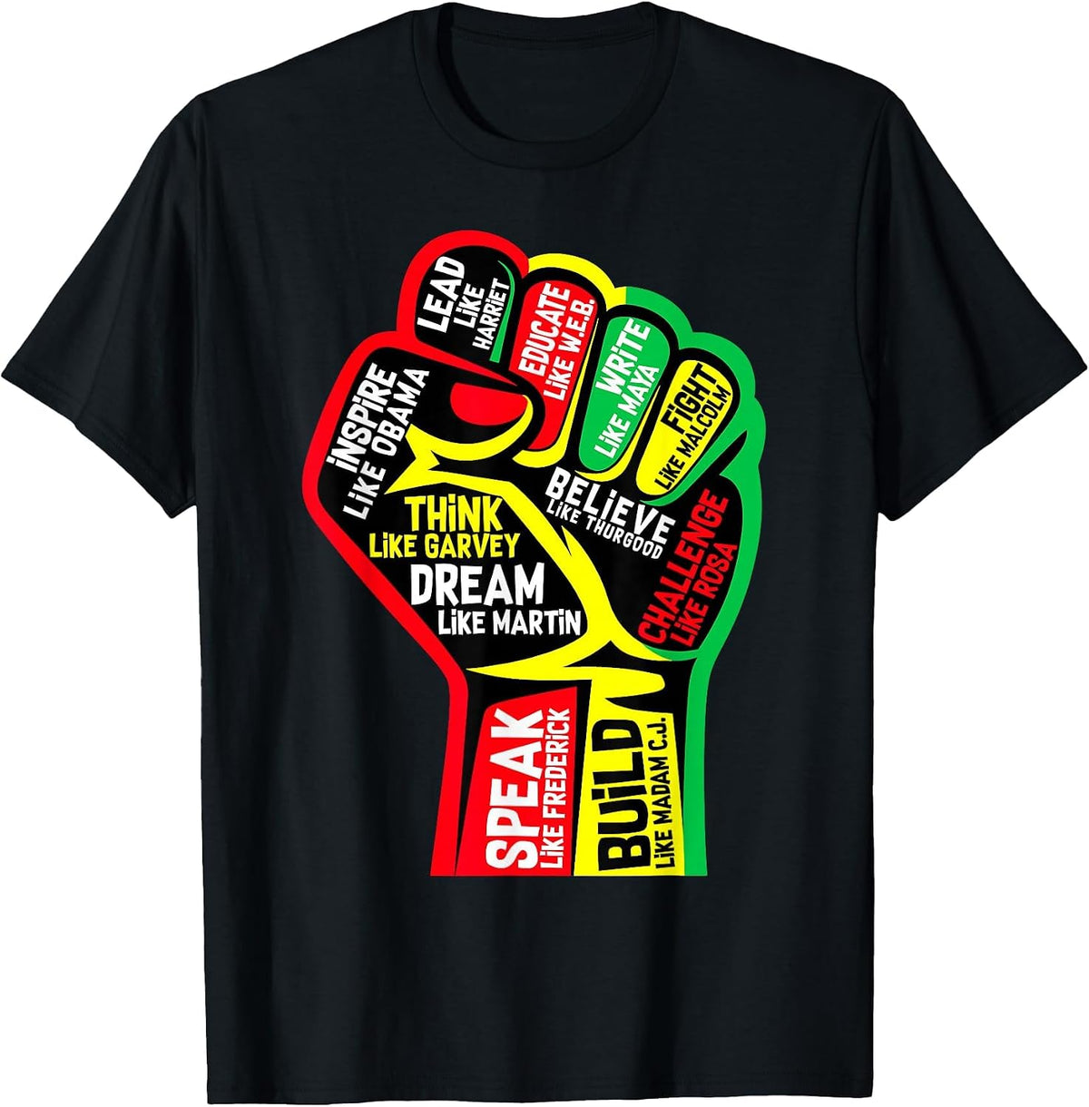 Black History Month Juneteenth 1865 Dream Like Leaders Black T-Shirt - Black