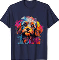 Cavapoo Dog Breed Pet Cute Colorful Pop Art Graphic T-Shirt - Navy Blue