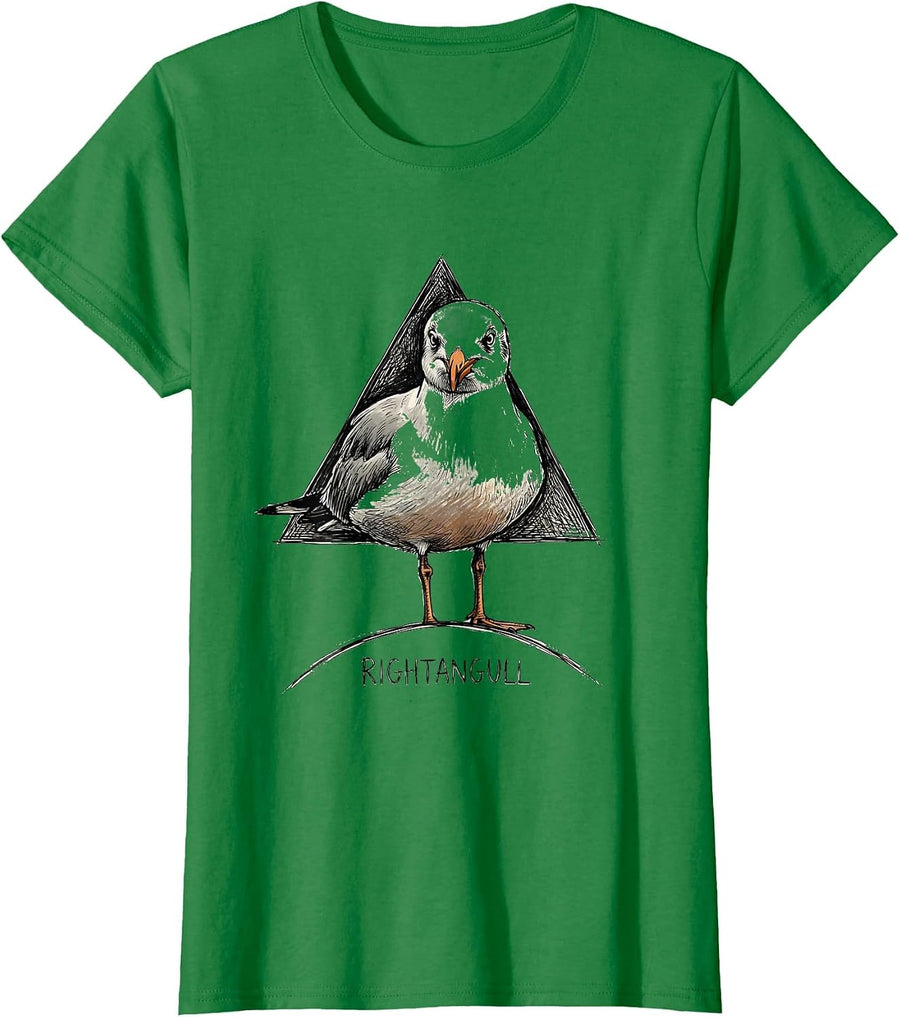 Women's Rightangull Funny Triangle Bird Pun Math Teacher Humor T-Shirt - Kelly Green