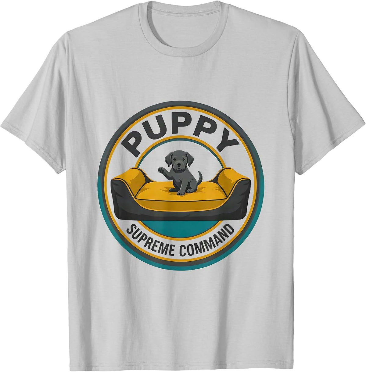 Men's Puppy Supreme Command Midcentury Modern Dog Lover Gift T-Shirt - Silver Grey