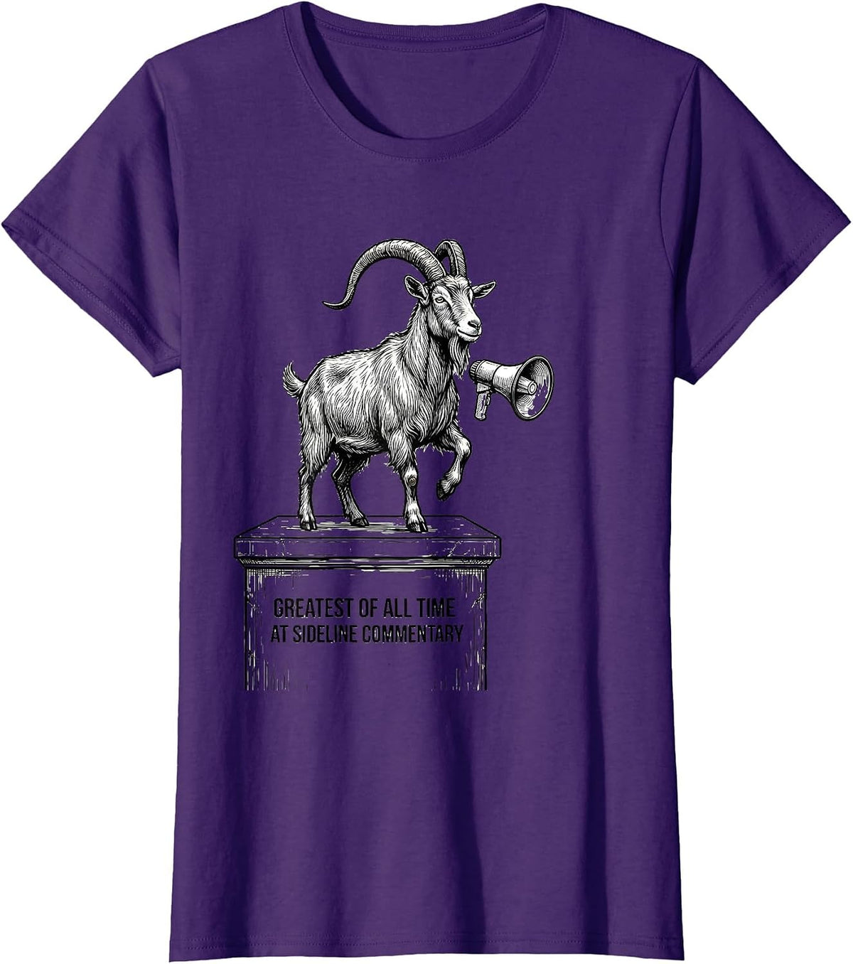 Women's Greatest Of All Time At Sideline Commentary Funny Goat T-Shirt - Purple