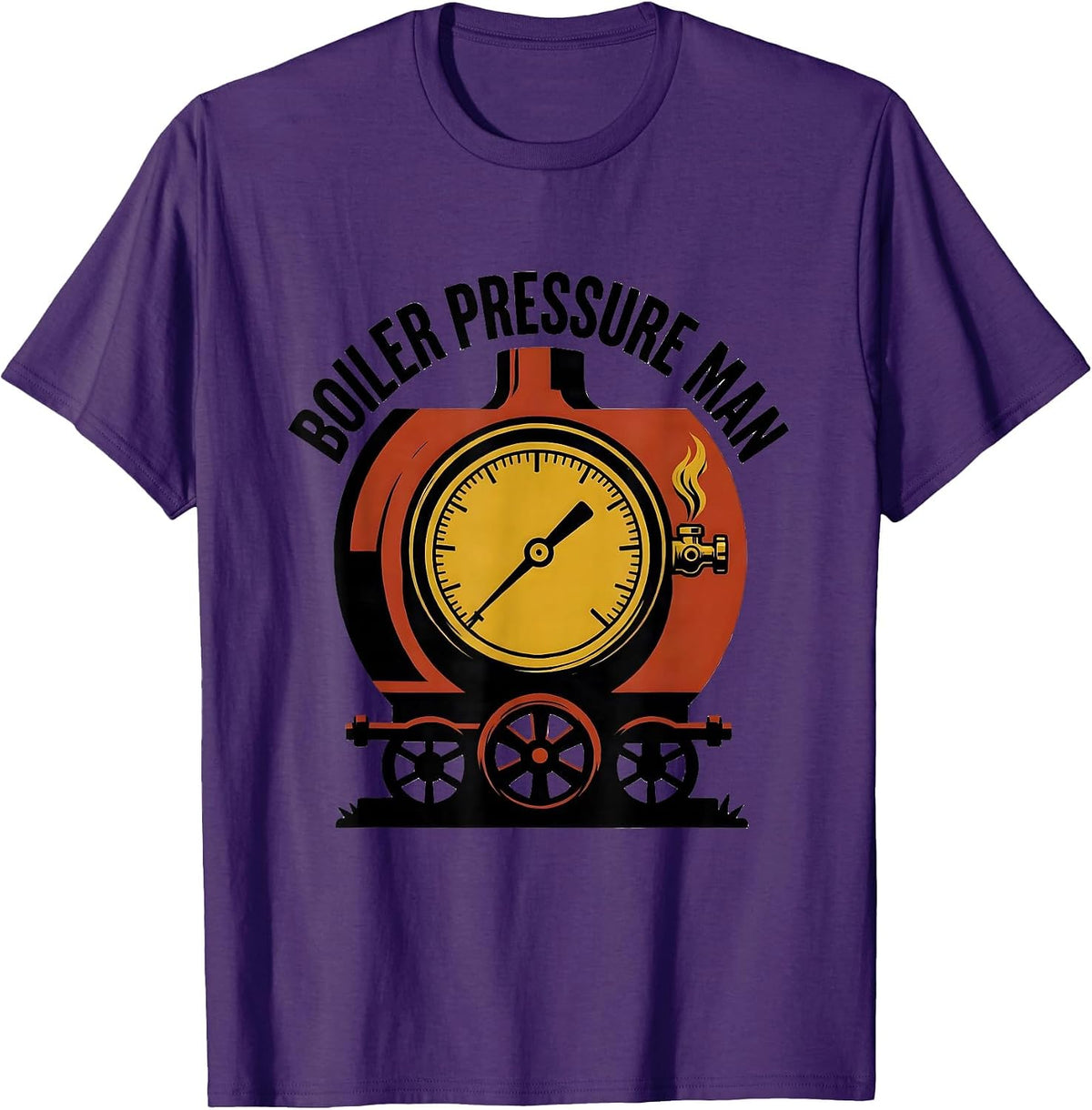Men's Boiler Pressure Man Vintage Steam Locomotive Train T-Shirt - Purple