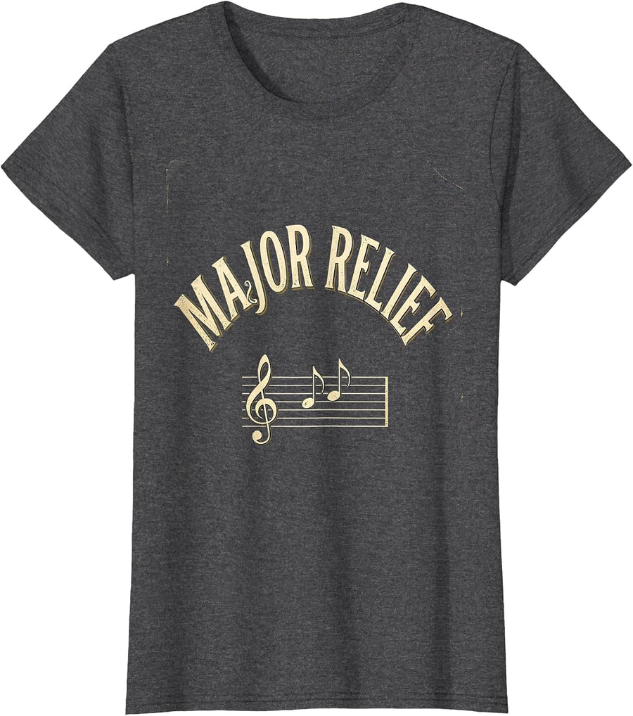 Women's Major Relief Vintage Funny Music Lover Musician Gift T-Shirt - Dark Heather Grey