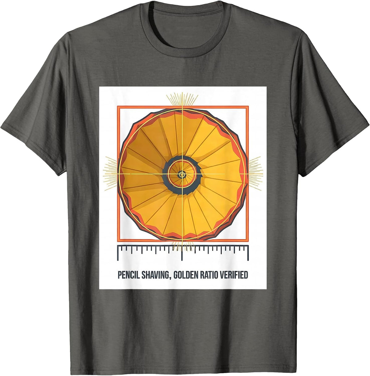 Pencil Shaving, Golden Ratio Verified Math Sacred Geometry T-Shirt - Asphalt Grey