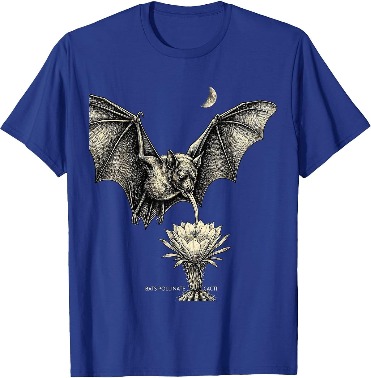 Men's Bats Pollinate Cacti Monochromatic Bat Lover Nature T-Shirt - Royal Blue