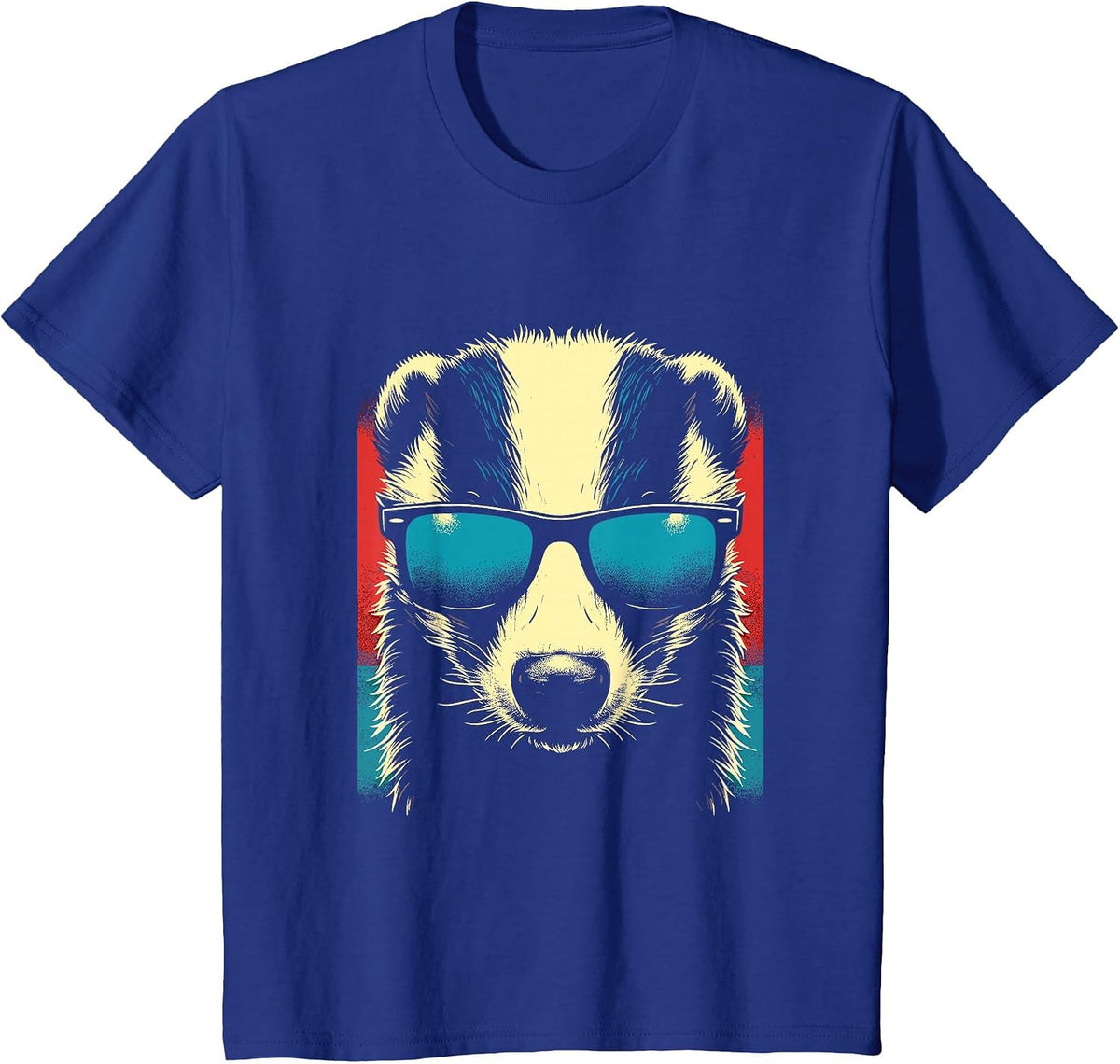 Retro Honey Badger with Sunglasses - Vintage Favorite Animal T-Shirt - Royal Blue