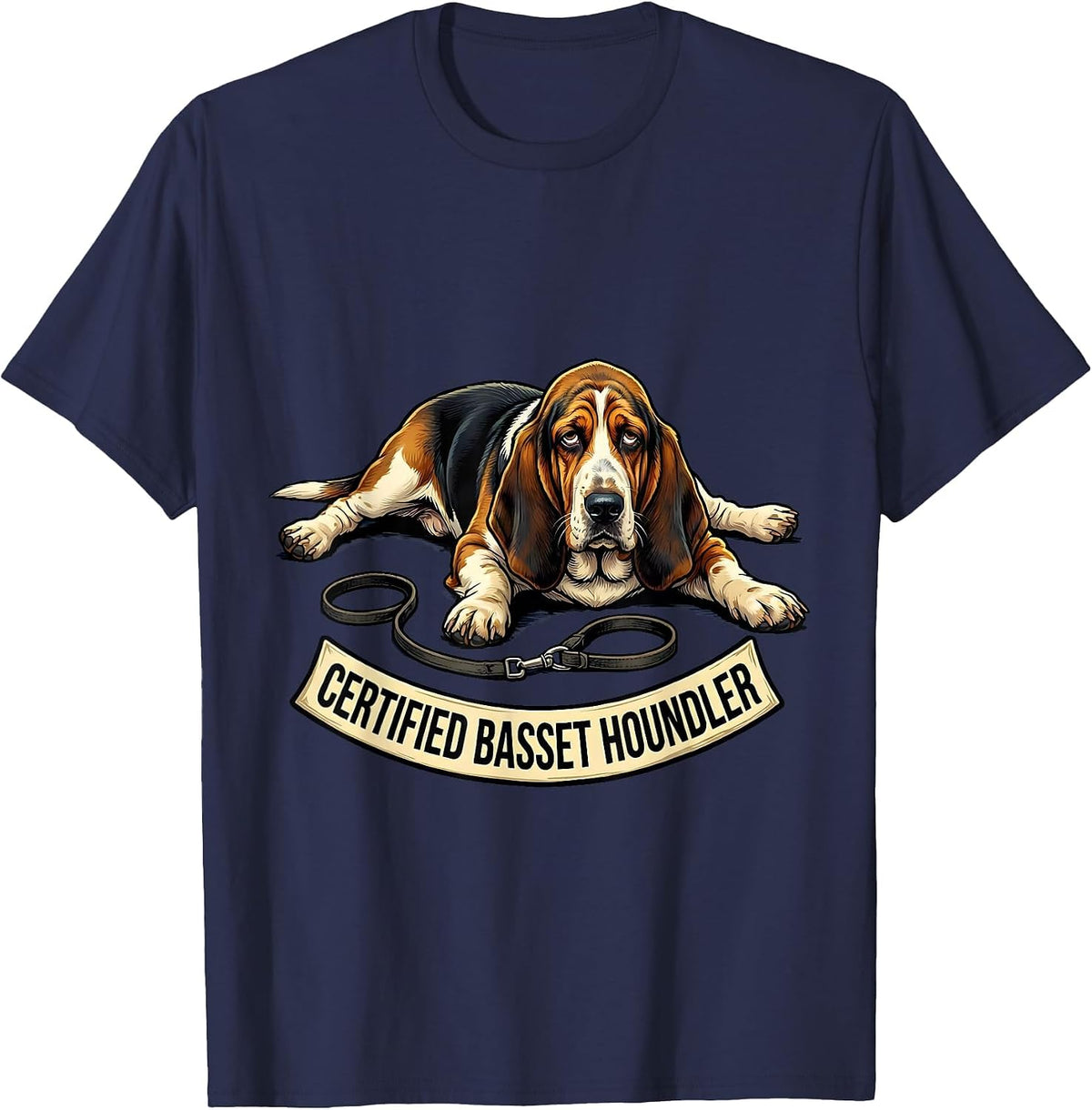 Men's Certified Basset Houndler Funny Dog Lover Gift T-Shirt - Navy Blue