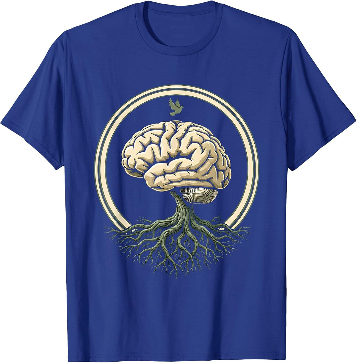 Men's Mental Health Matters Brain With Roots Illustration T-Shirt - Royal Blue