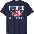 Retired Not Expired Veteran Back Print T-Shirt - Navy Blue