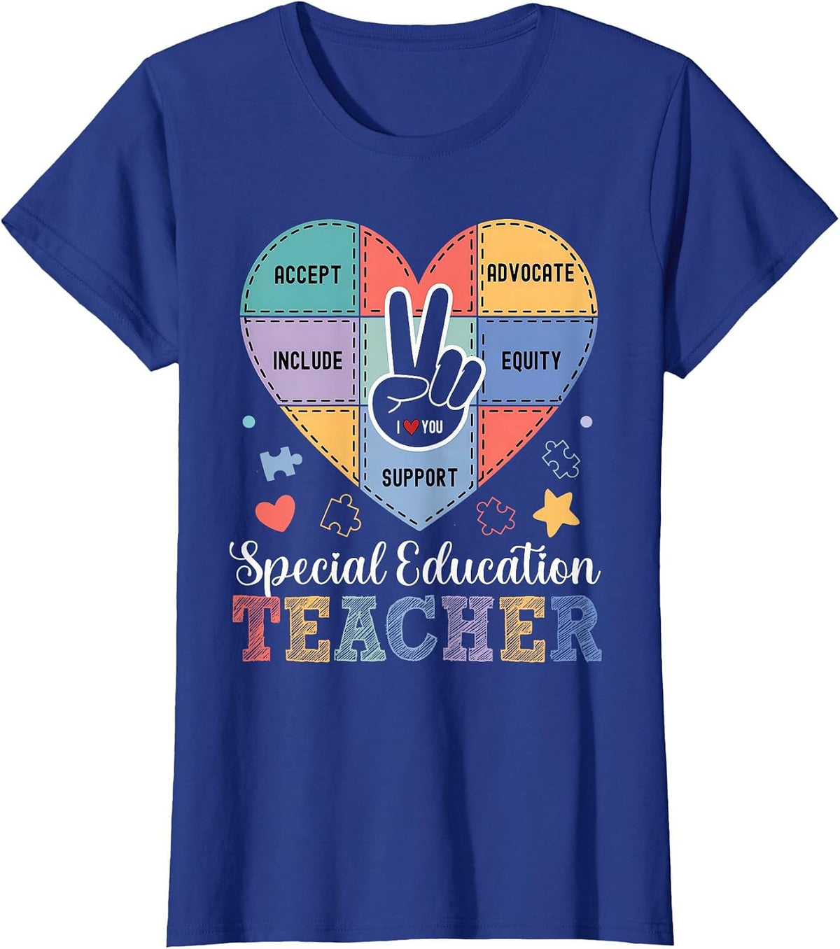 Inclusion Special Education Back to School SPED Teachers T-Shirt - Royal Blue