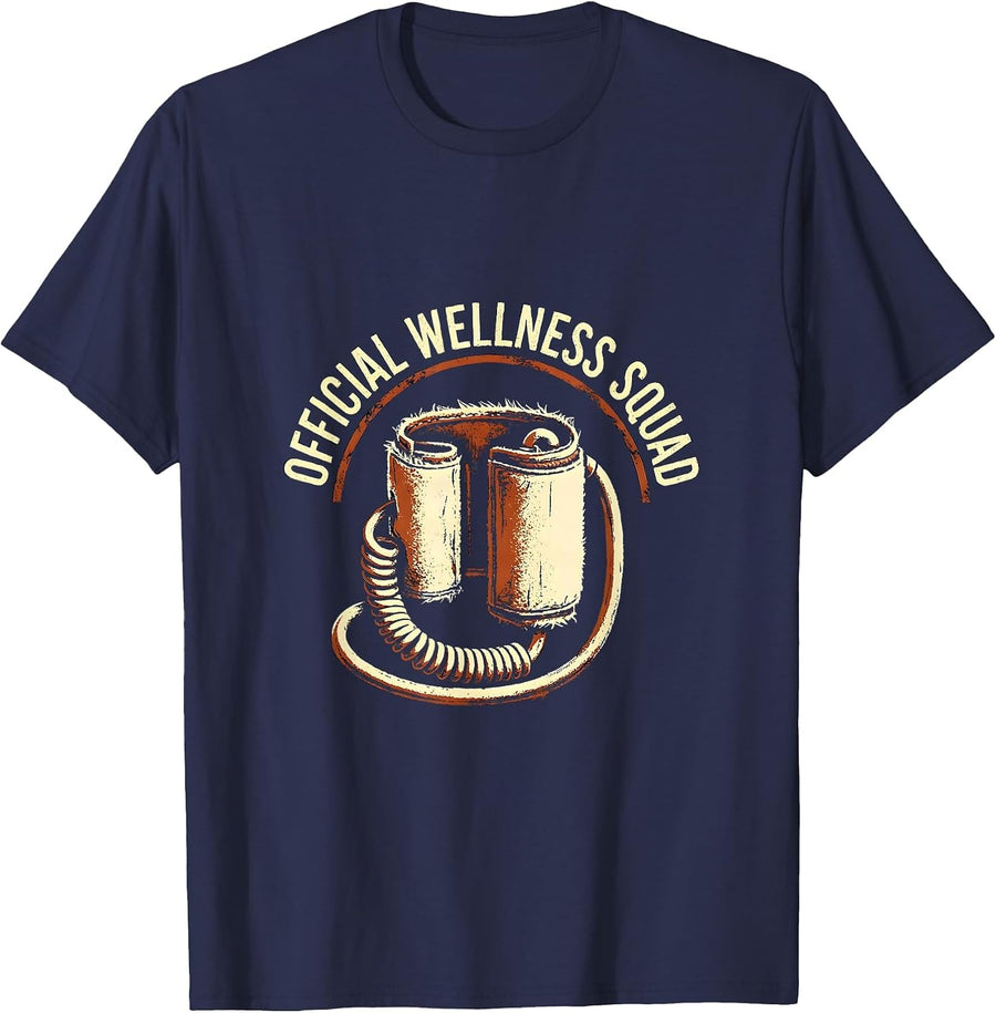 Official Wellness Squad Rubber Stamp Health Trainer Coach T-Shirt - Navy Blue