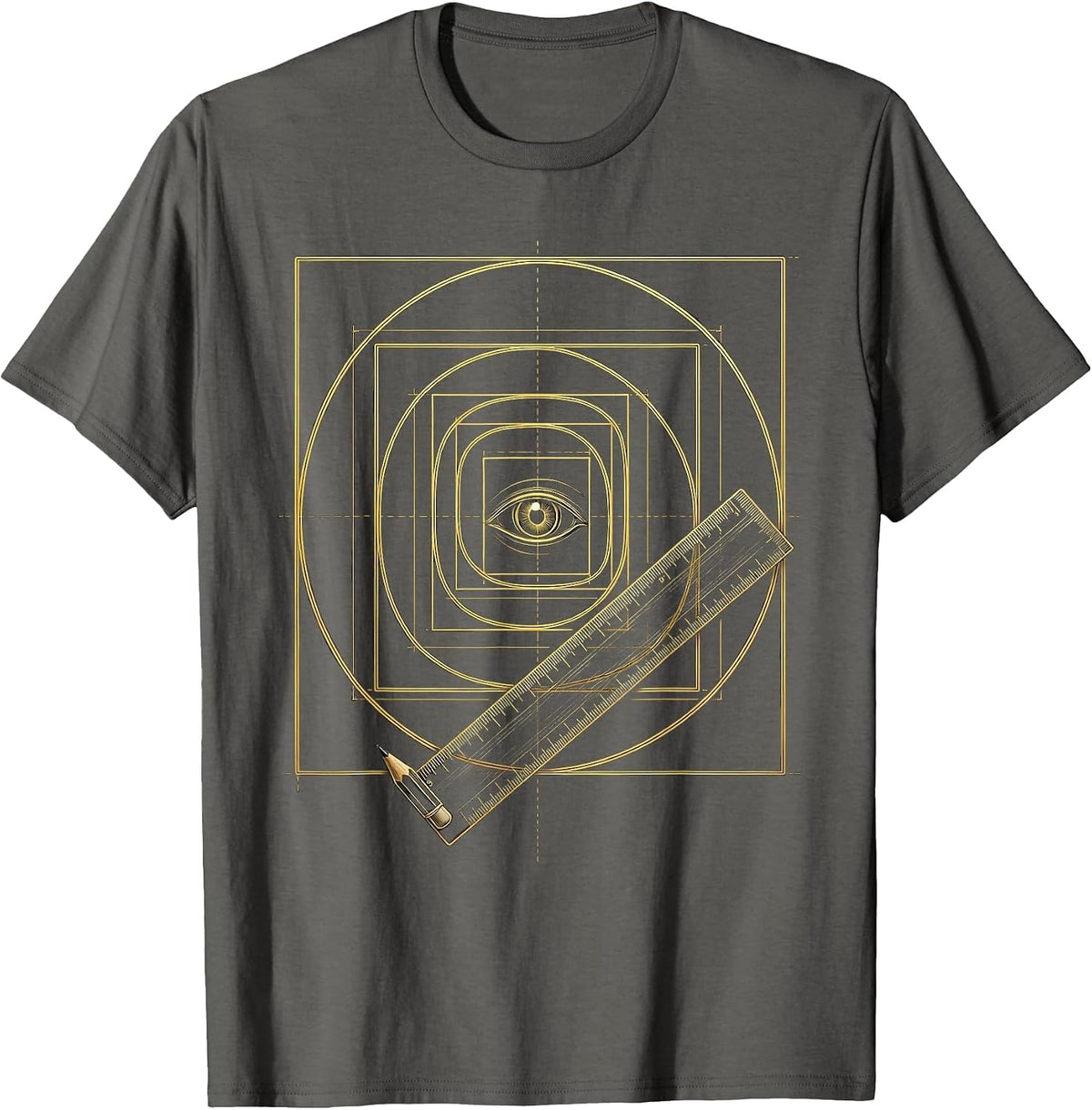 Men's Golden Rectangle Spiral Math Lover Sacred Geometry T-Shirt - Asphalt Grey
