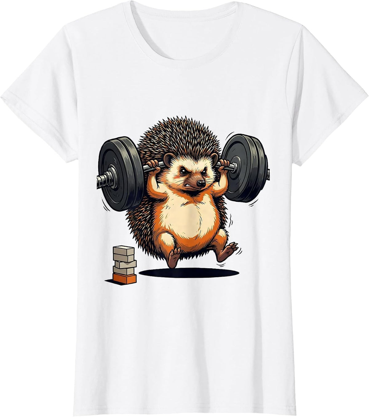 Hedgehog Weightlifting Funny Gym Workout Humor T-Shirt - White