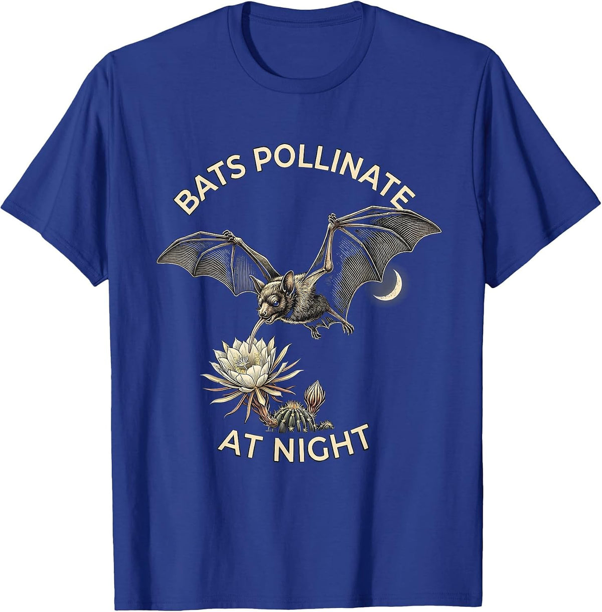 Men's Bats Pollinate At Night Vintage Bat Lover Nature T-Shirt - Royal Blue