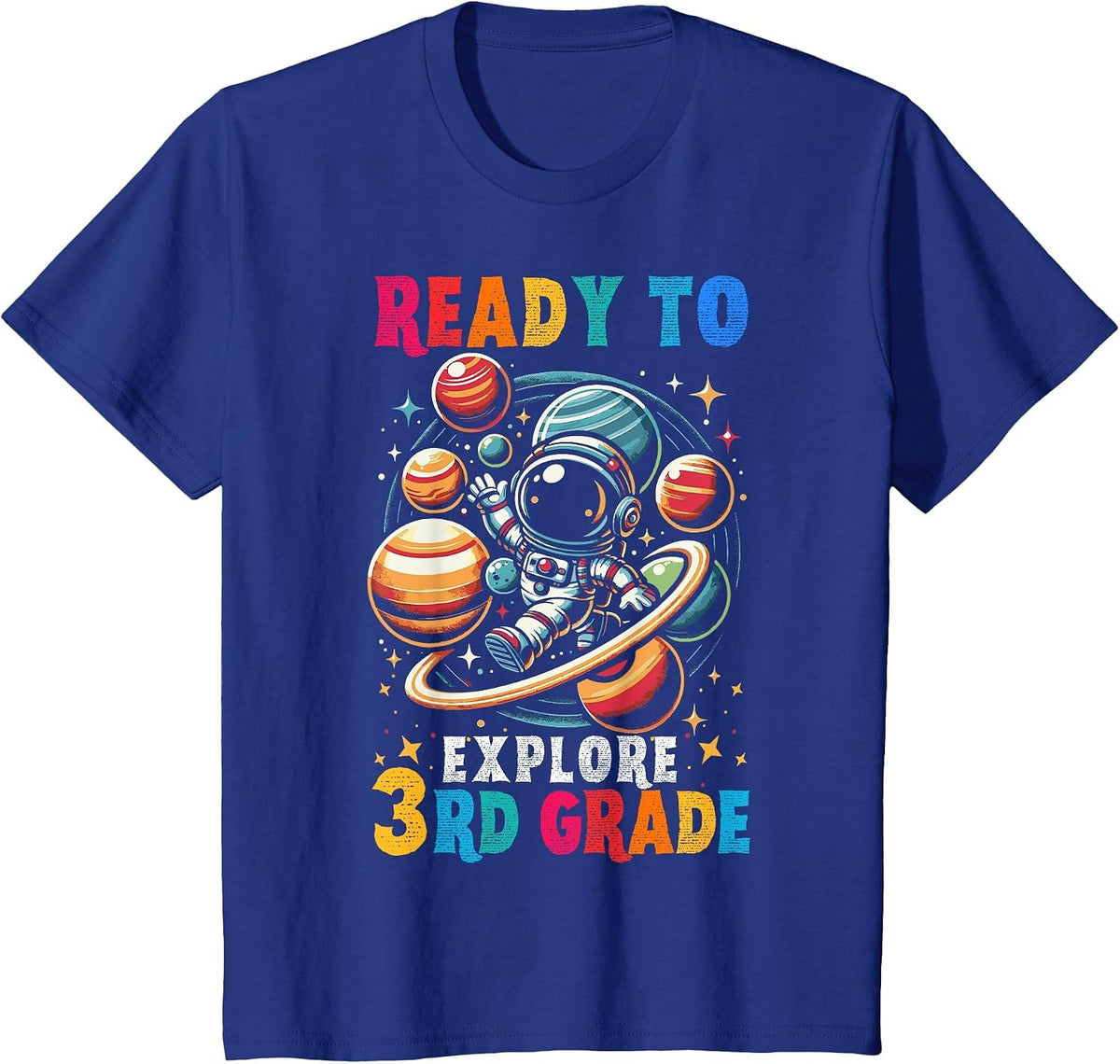 First Day Kids Welcome Back to School Astronaut 3rd Grade T-Shirt - Royal Blue