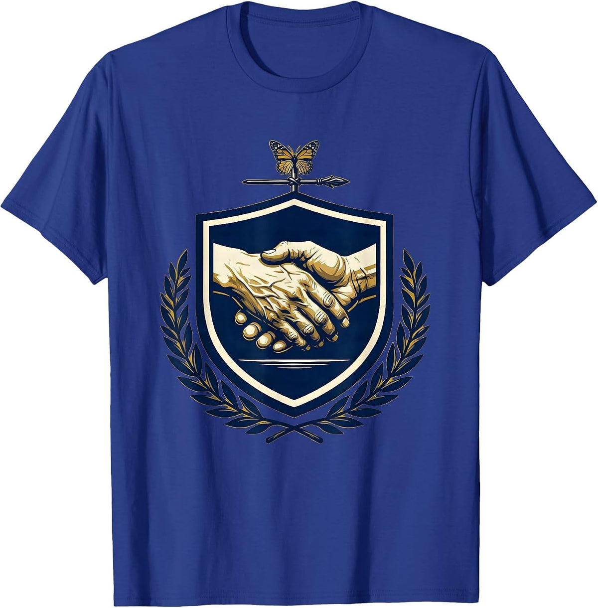 Occupational Therapy Elderly Hand Guidance Illustration T-Shirt - Royal Blue