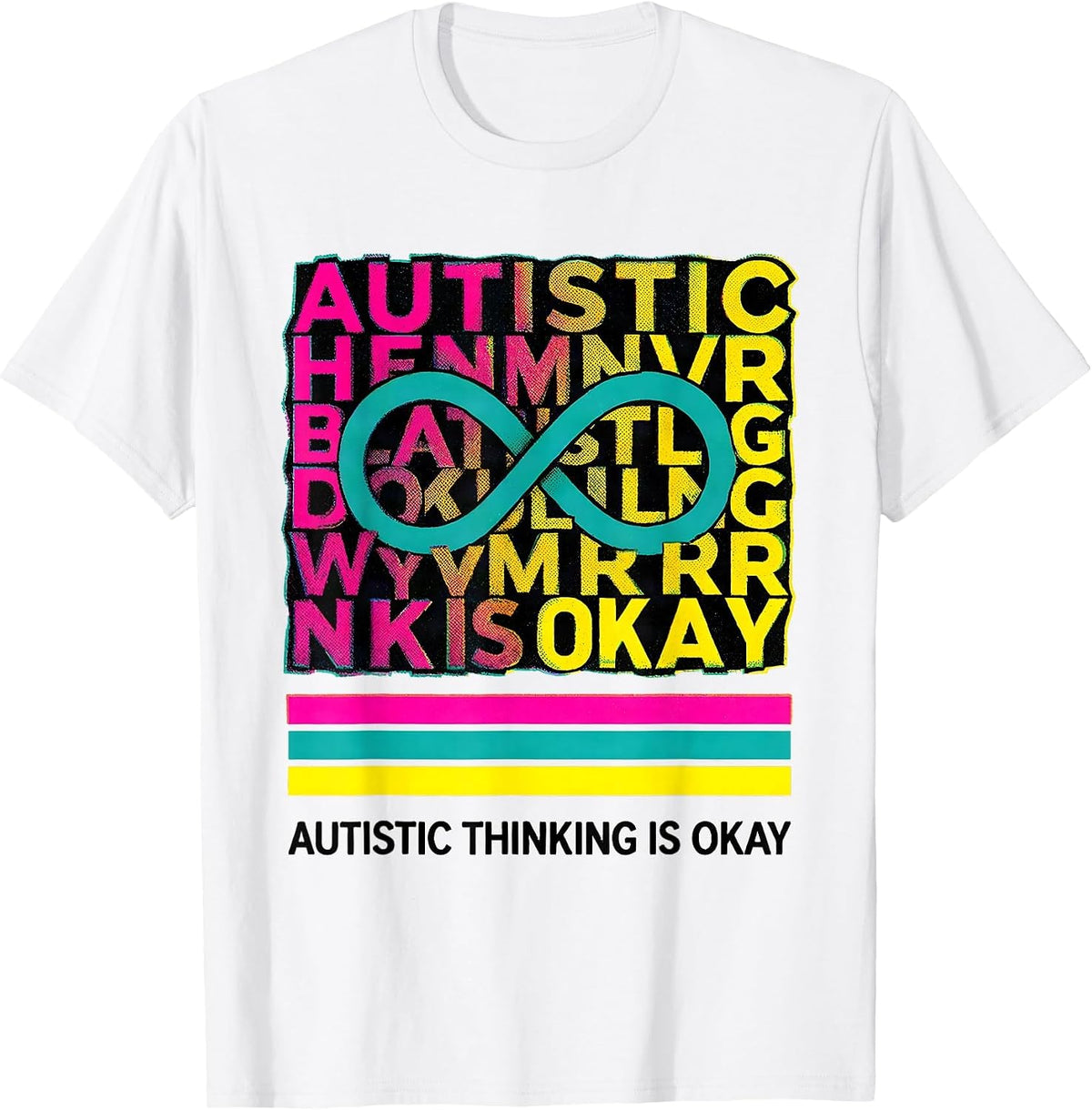 Men's Autistic Thinking Is Okay Risograph Neurodiversity Humor T-Shirt - White