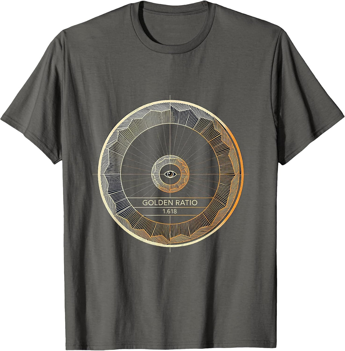 Golden Ratio 1.618 Sacred Geometry Math Enthusiast Emblem T-Shirt - Asphalt Grey