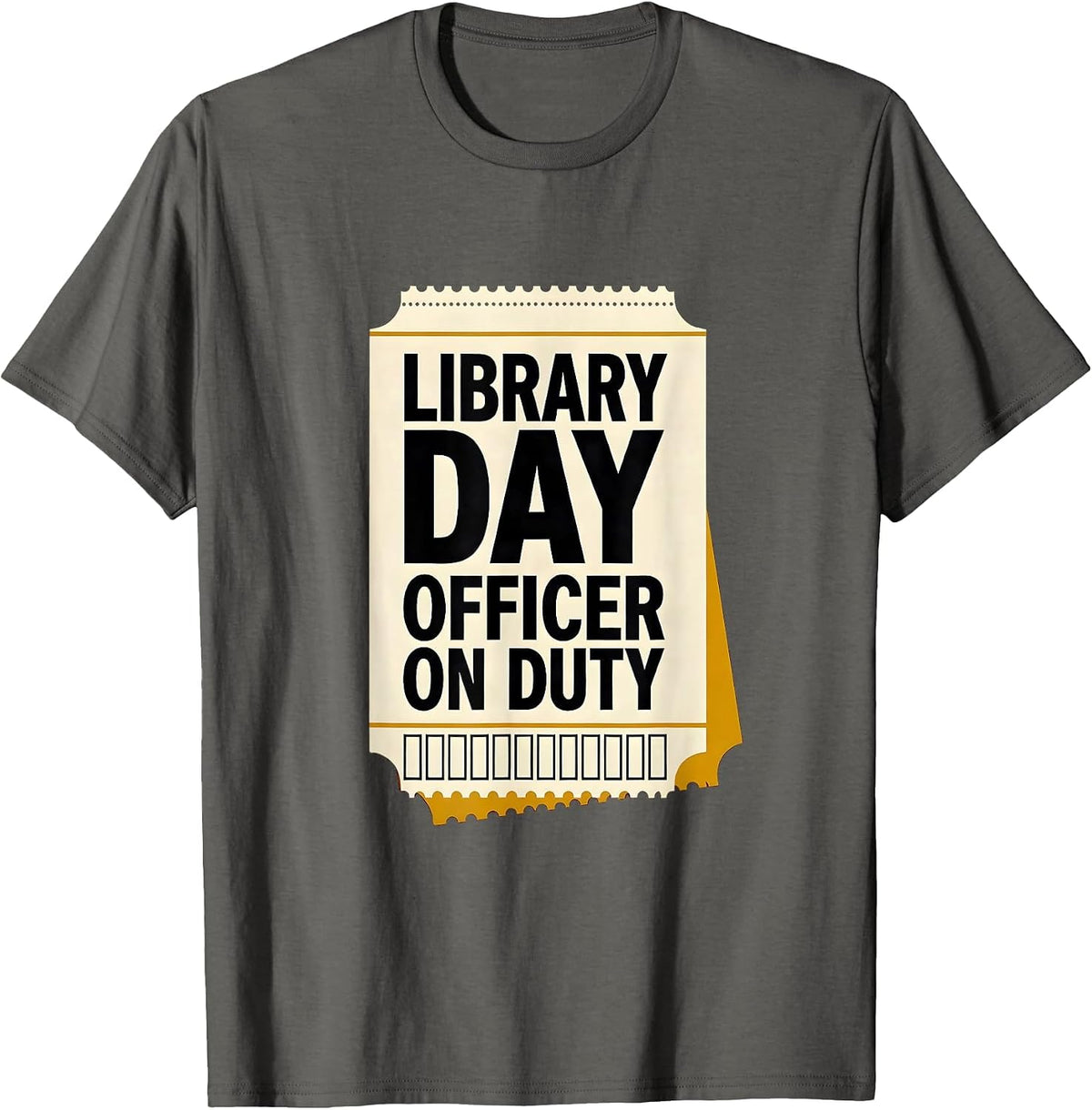 Men's Library Day Officer On Duty Funny Book Lover Librarian Humor T-Shirt - Asphalt Grey