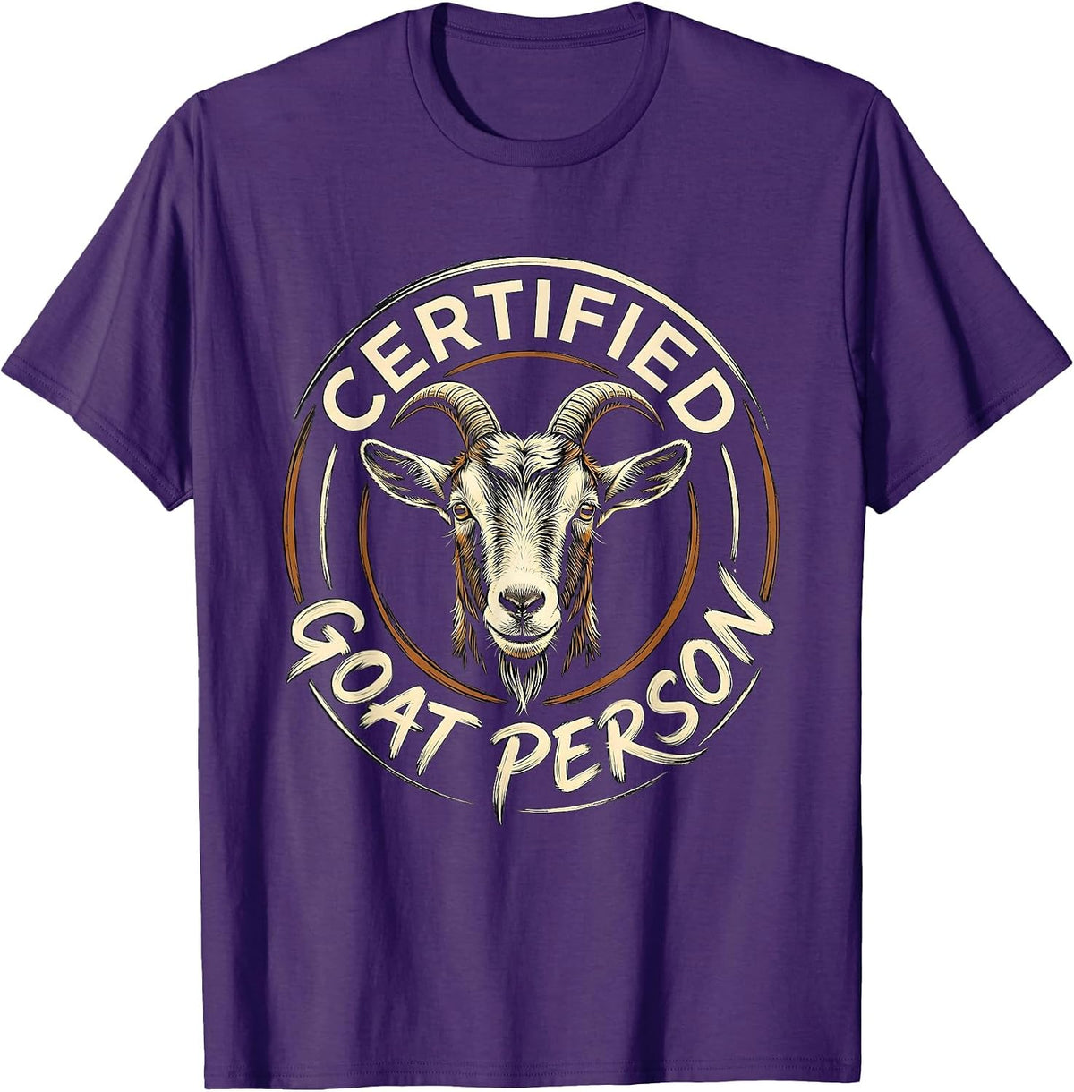 Certified Goat Person Minimalist Line Art Icon Outline Gift T-Shirt - Purple