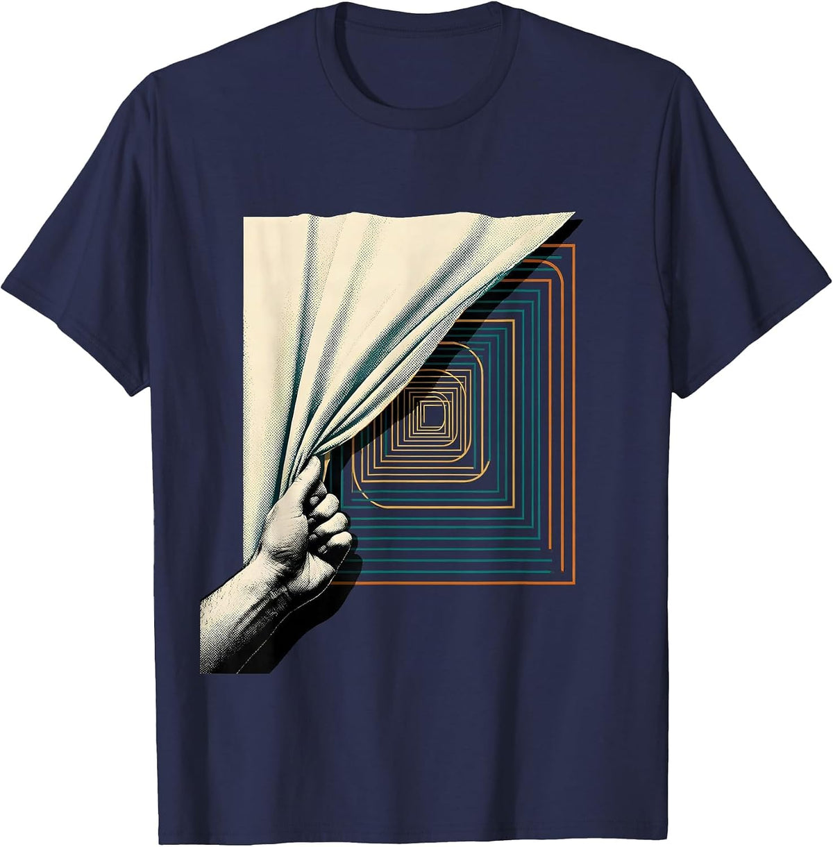 Men's Golden Spiral Geometry Math Enthusiast Sacred Ratio T-Shirt - Navy Blue