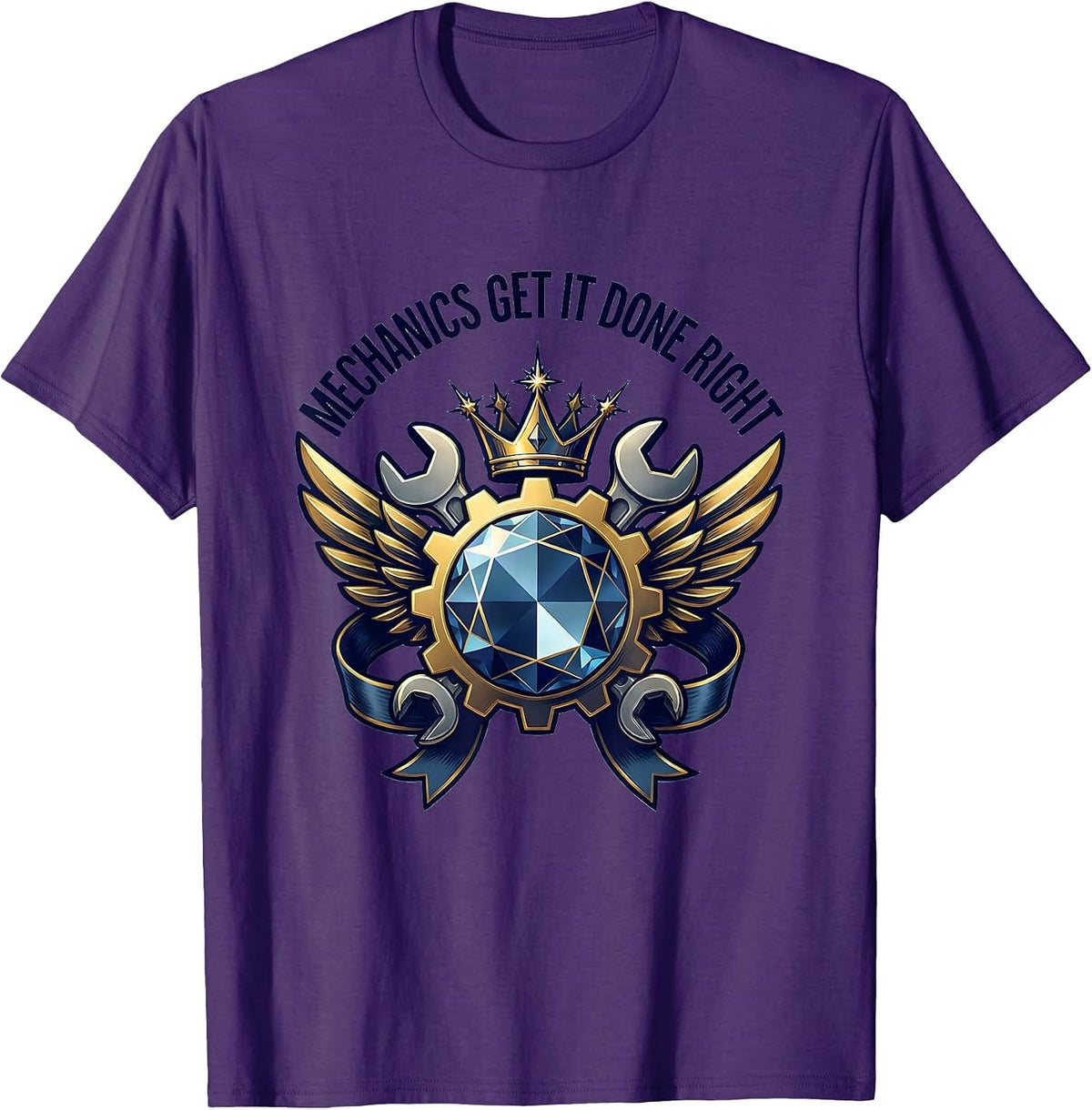 Mechanics Get It Done Right Garage Design T-Shirt - Purple