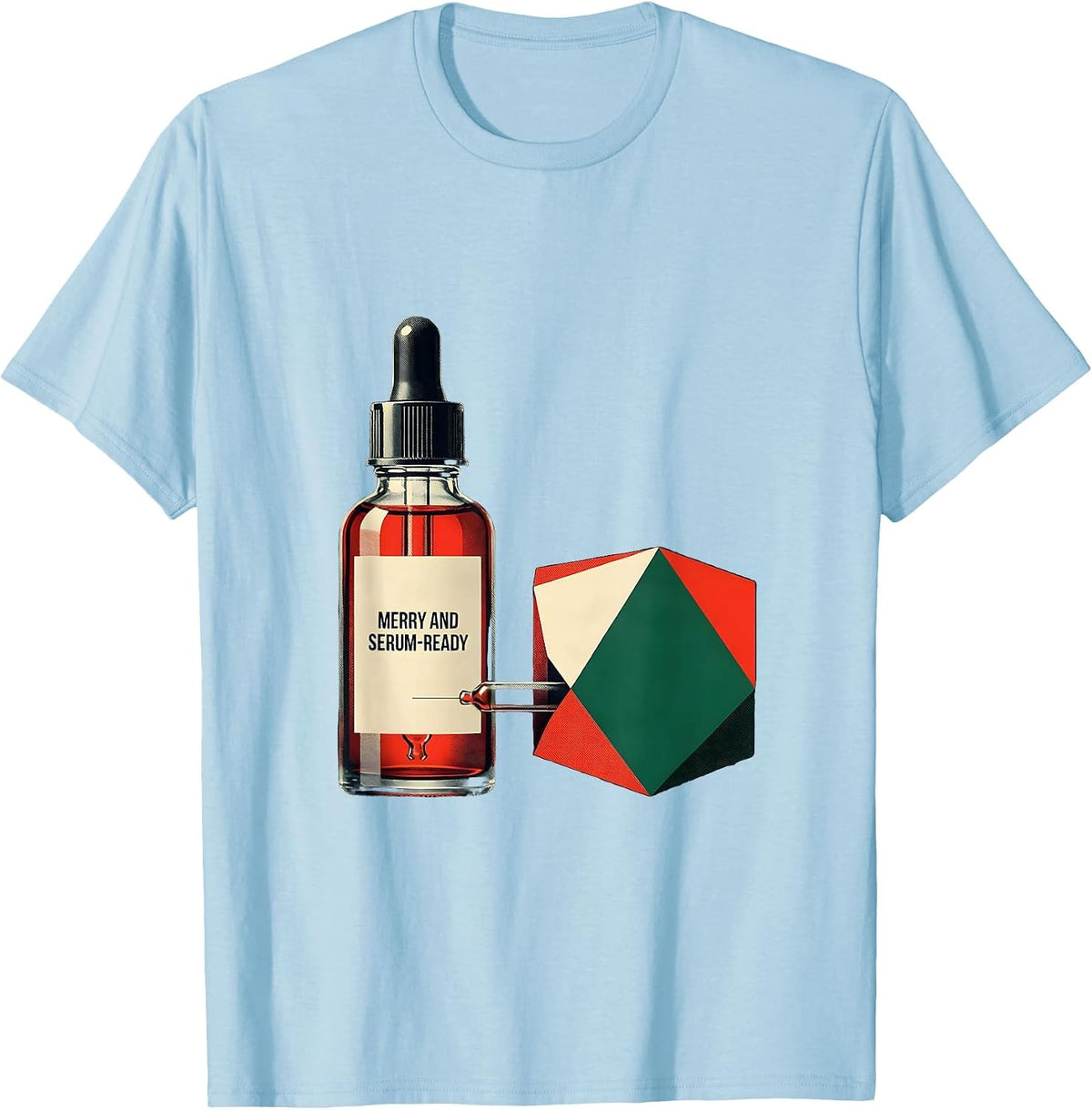 Men's Merry And Serum-Ready Geometric Esthetician Dermatology T-Shirt - Baby Blue