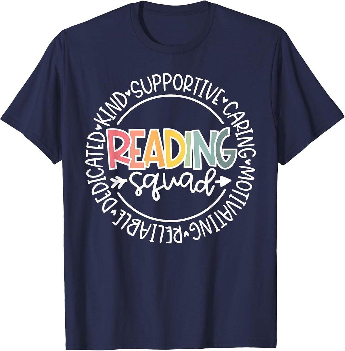 Reading Squad Teacher Reader Librarian Interventionist Team T-Shirt - Navy Blue