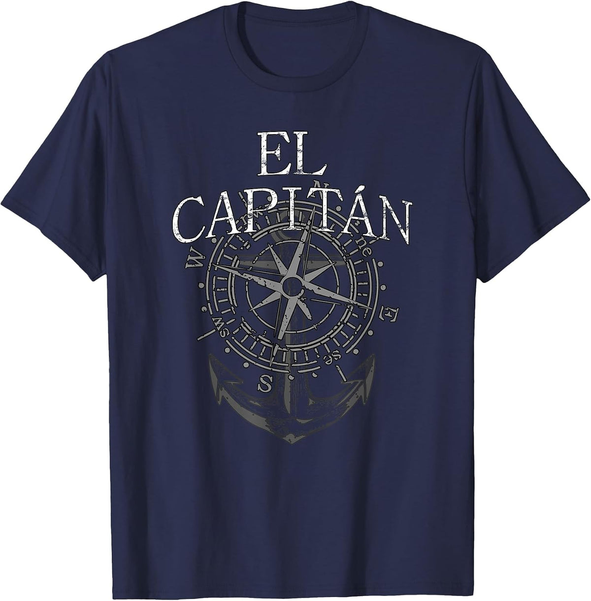 El Capitan Anchor Compass - Fun Captain Statement Outfit T-Shirt - Navy Blue