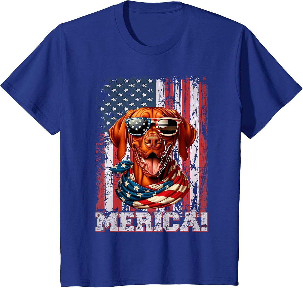 Vizsla Dog Lover Flag 4th of July Patriotic T-Shirt - Royal Blue