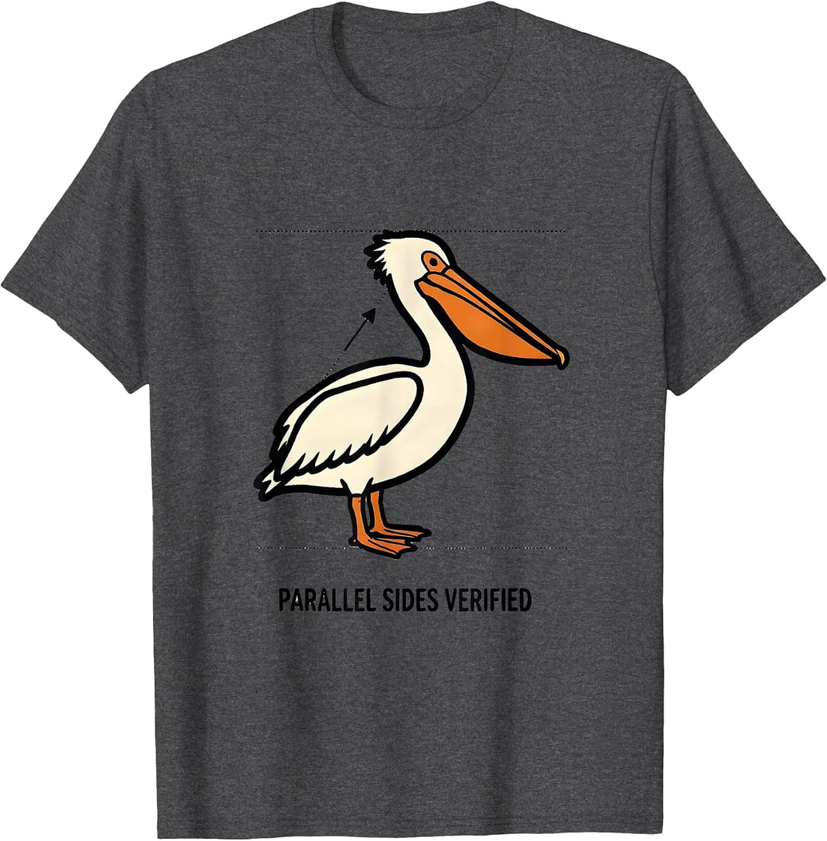 Parallel Sides Verified Cartoon Bird Pun Funny Math Teacher T-Shirt - Dark Heather Grey