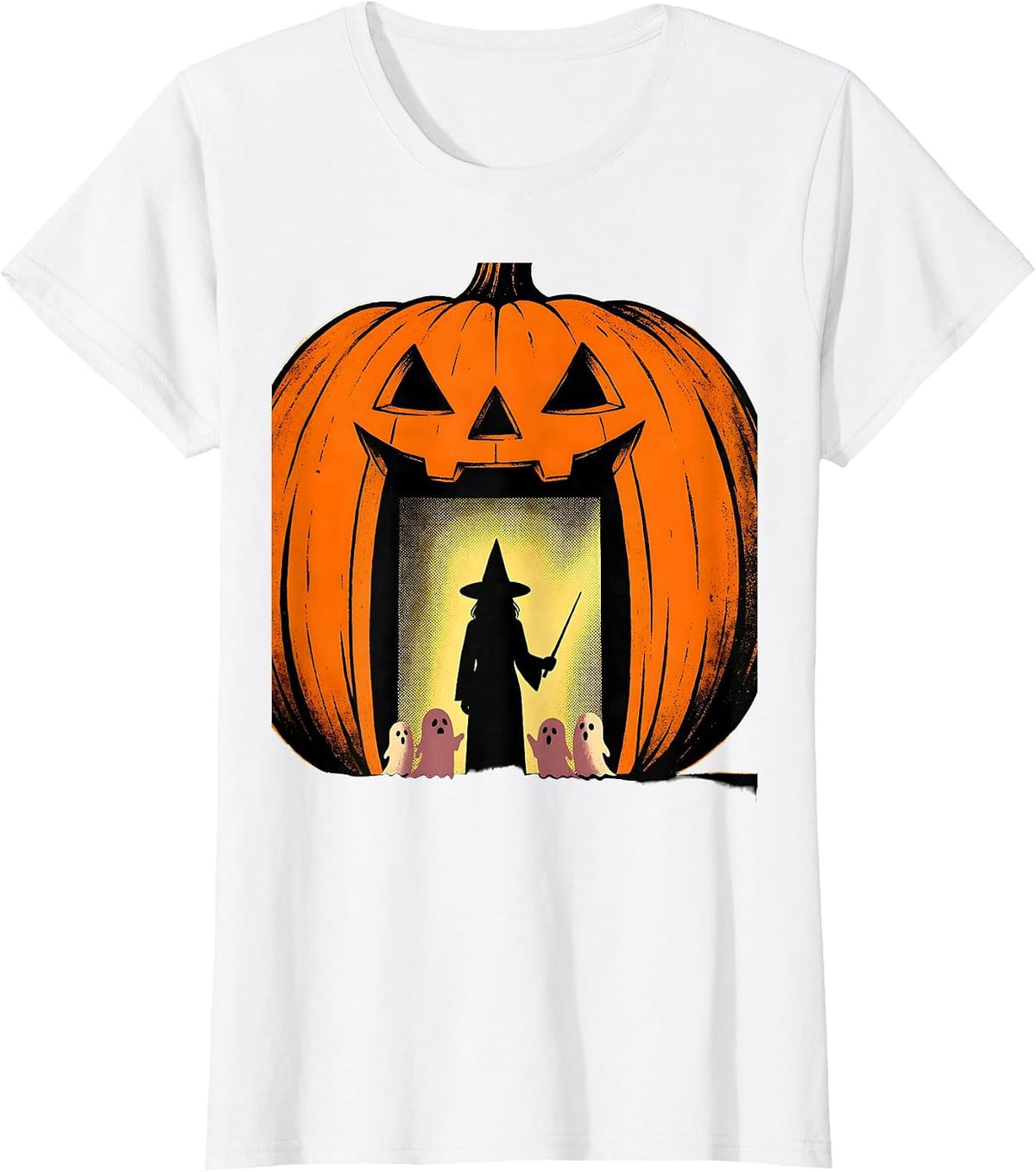 Pumpkin Classroom Door Cute Teacher Halloween Ghost T-Shirt - White