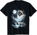Ragdoll Cat Howling at Moon 90's Retro T-Shirt - Black