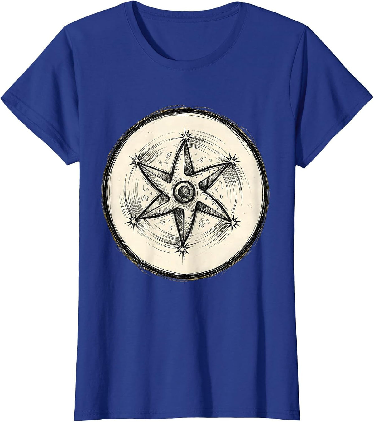 Women's Funny Teacher Ninja Protractor Spinning Star T-Shirt - Royal Blue
